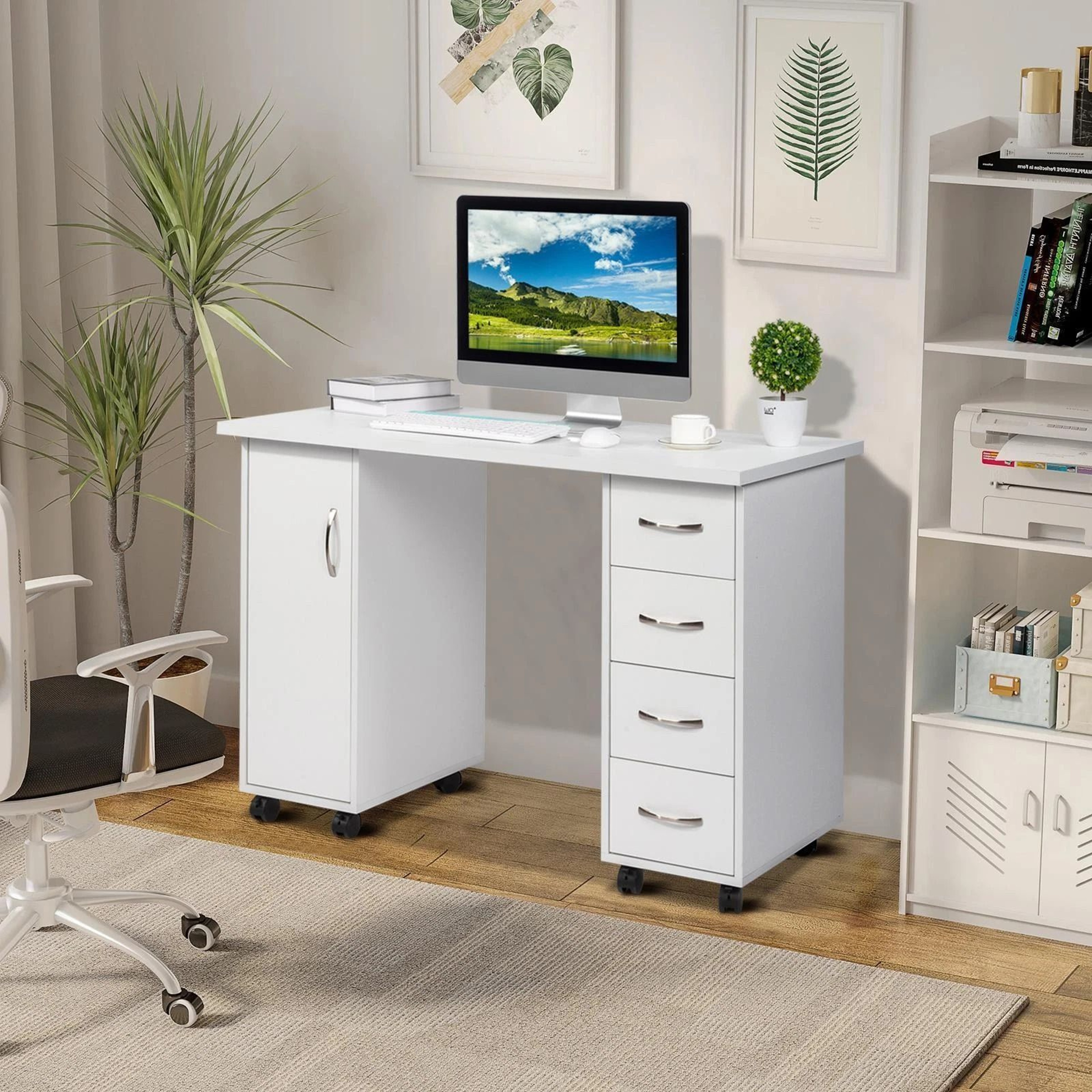 Manicure Table With Storage  Wrist Rest Makeup Station Nail Desk With Drawers For Salon Or Office 0