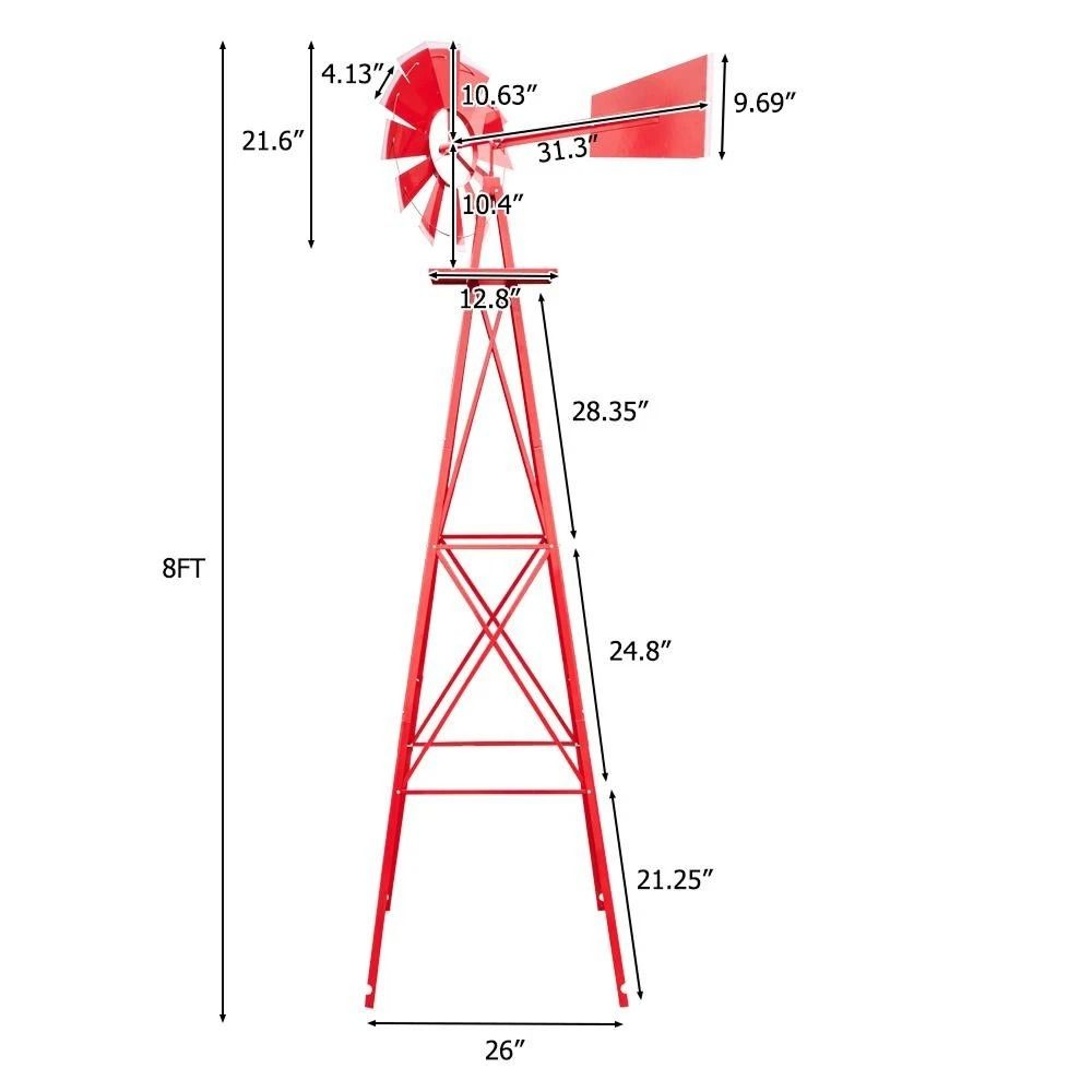 Patio Metal Windmill Red Garden Yard Decoration For Outdoor Spaces 4