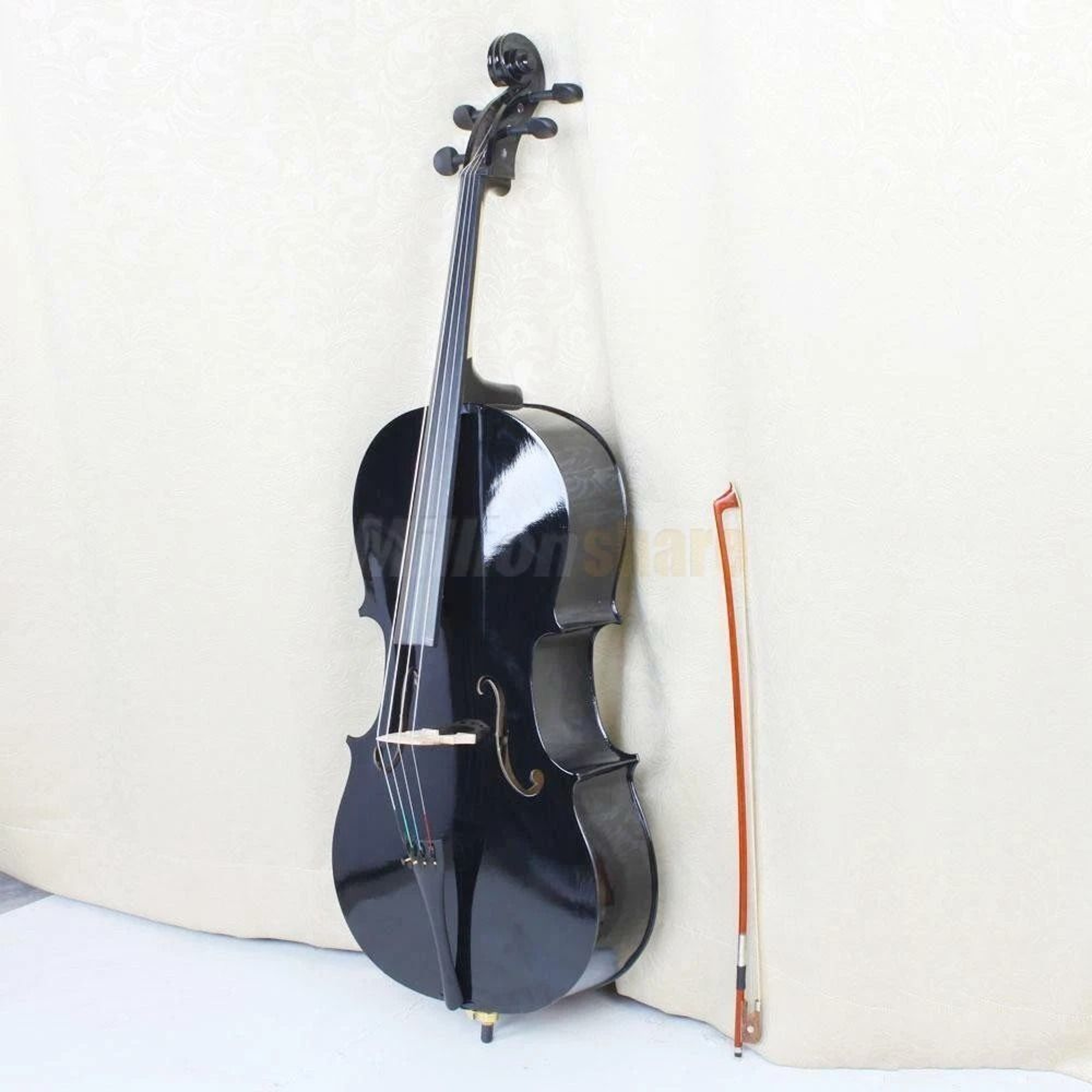 New Professional Basswood Black Color Cello  Bag  Bow  Rosin  Bridge 6