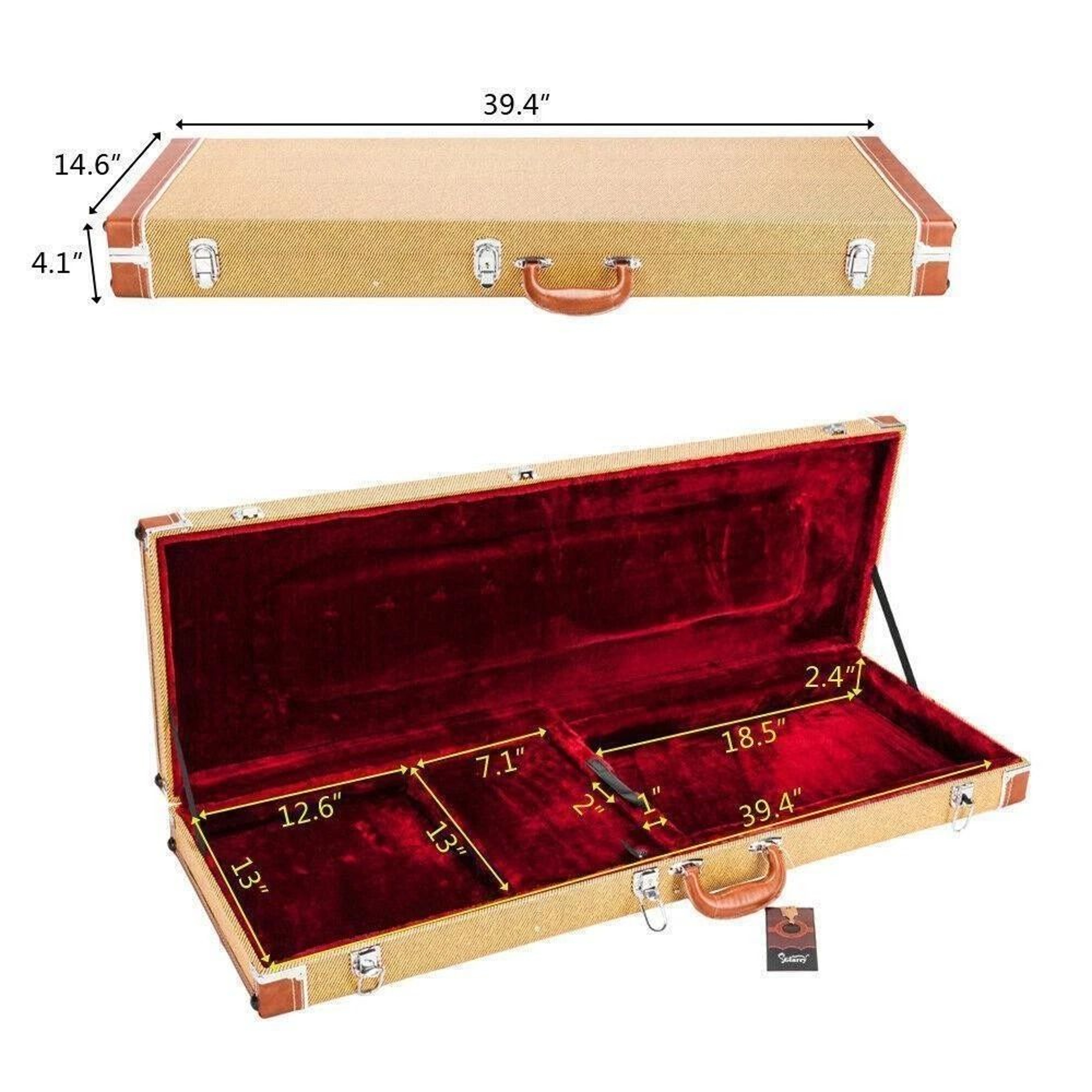 Glarry Hard Case For Electric Guitars Lockable Protective Guitar Case 6