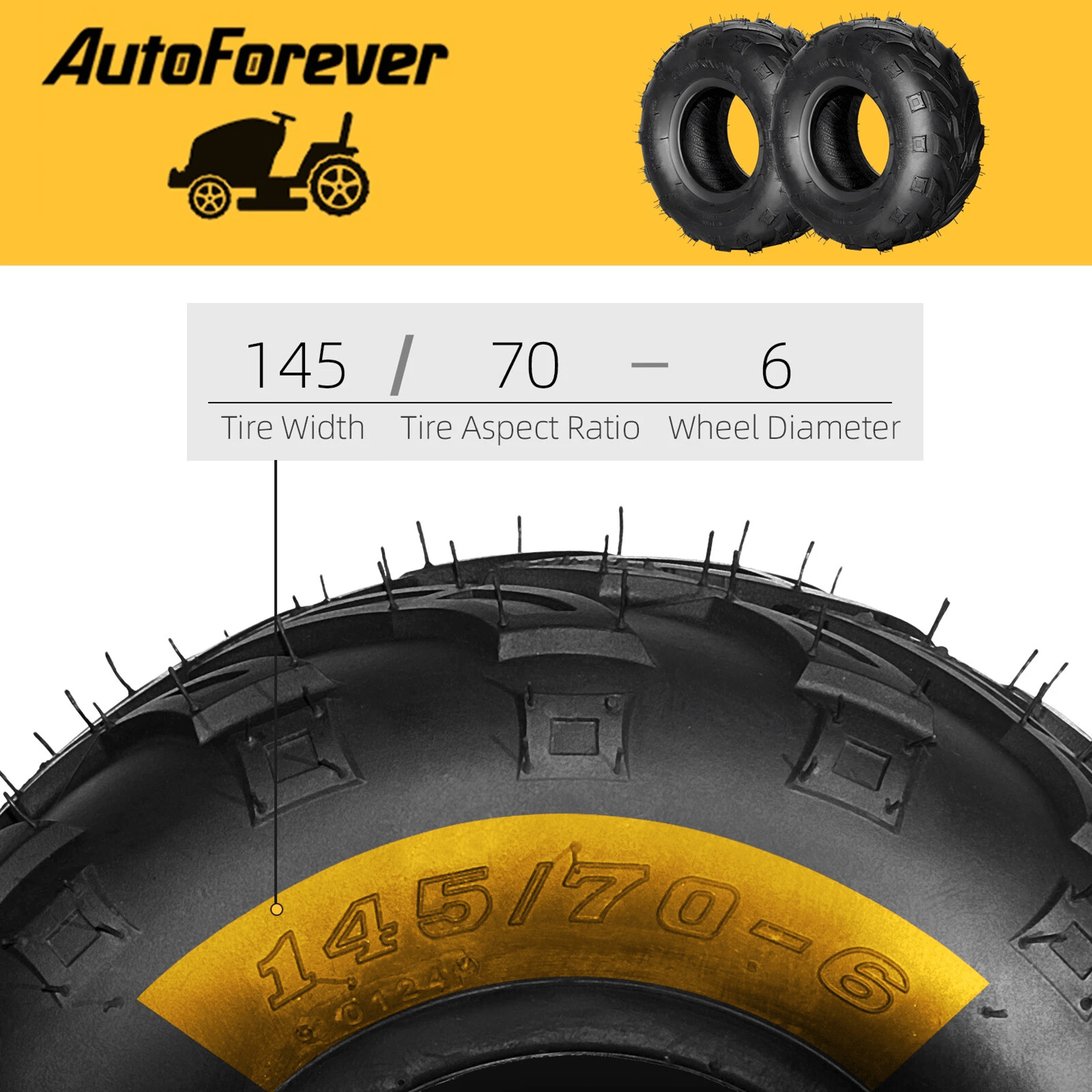 Durable ATV Go Kart Tires 4 Ply Front  Rear Set 6