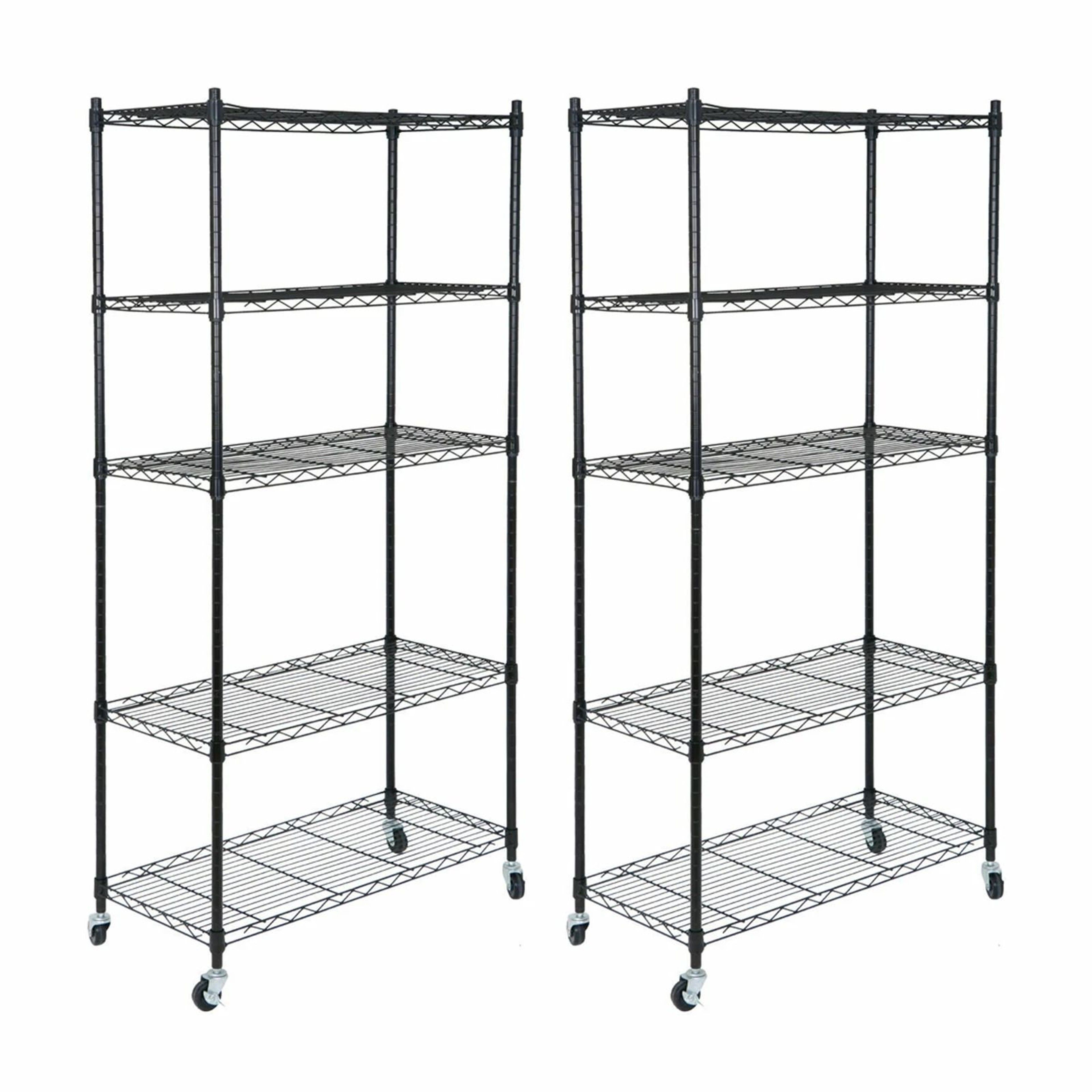 5 Tier Rolling Shelves Storage Rack With Large Space  Caster Steel Unit For Home Office  Garage Org 10