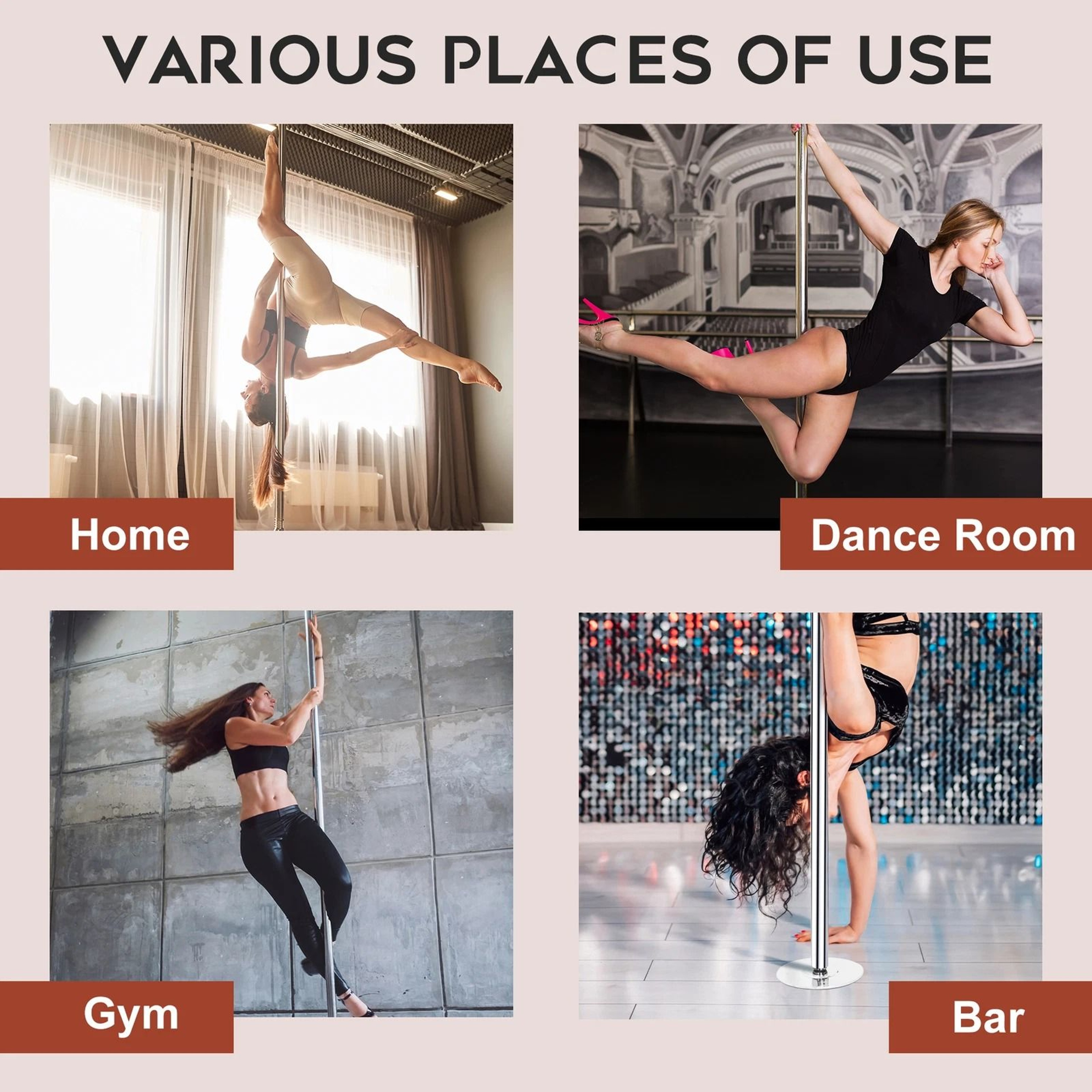 Adjustable Dance Pole Kit Spinning  Static Fitness Pole For Home Workouts 11