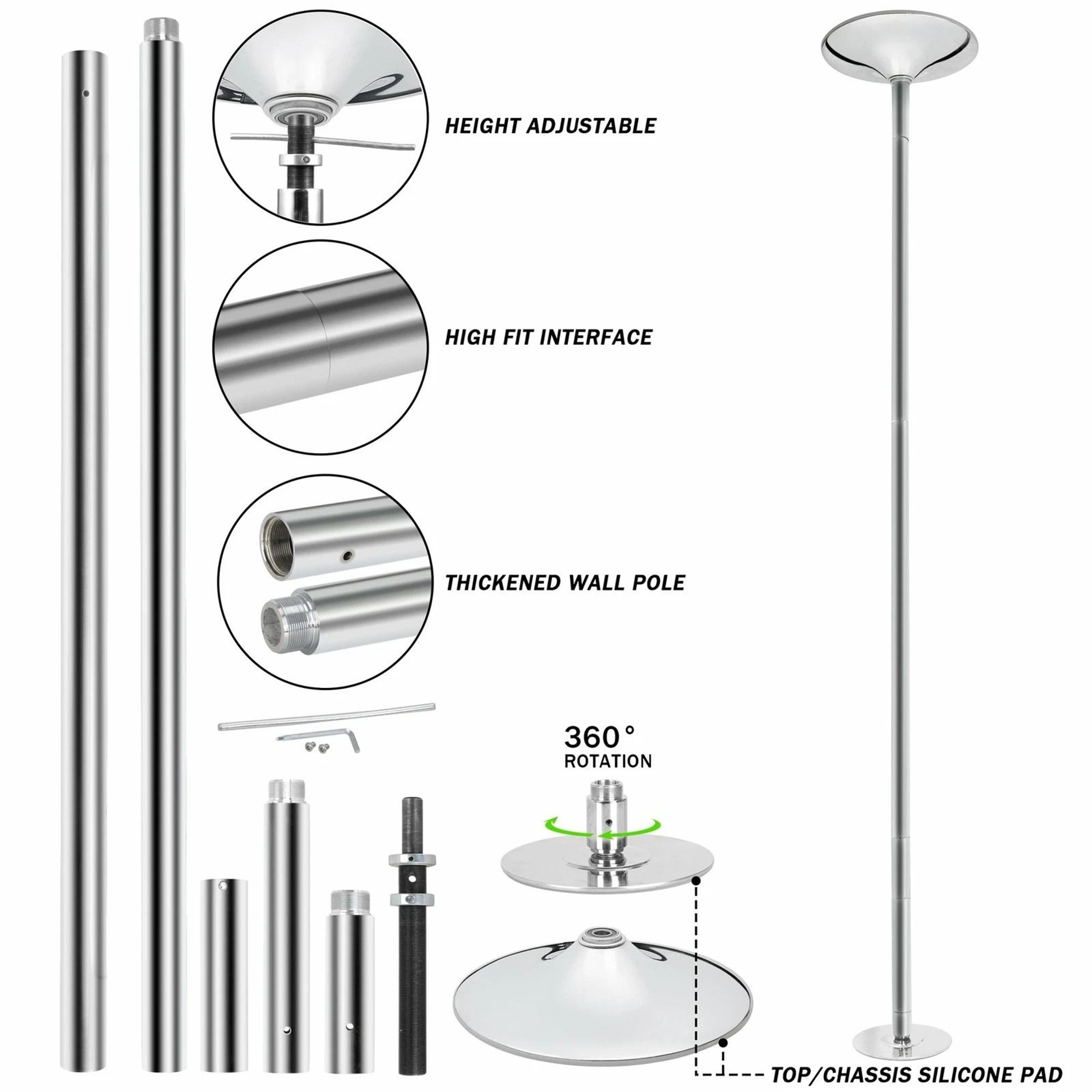 Adjustable Dance Pole Kit Spinning  Static Fitness Pole For Home Workouts 5