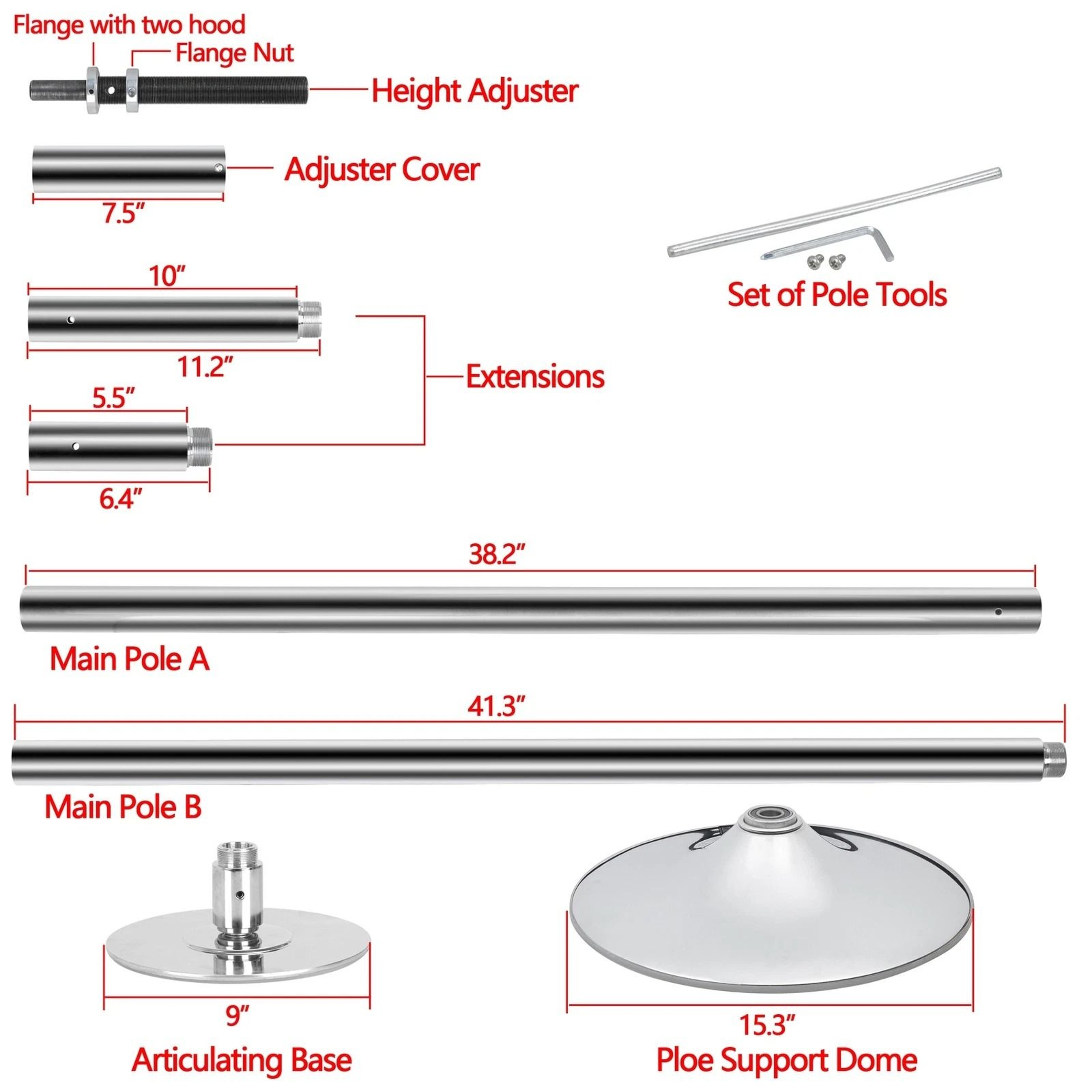 Adjustable Dance Pole Kit Spinning  Static Fitness Pole For Home Workouts 8