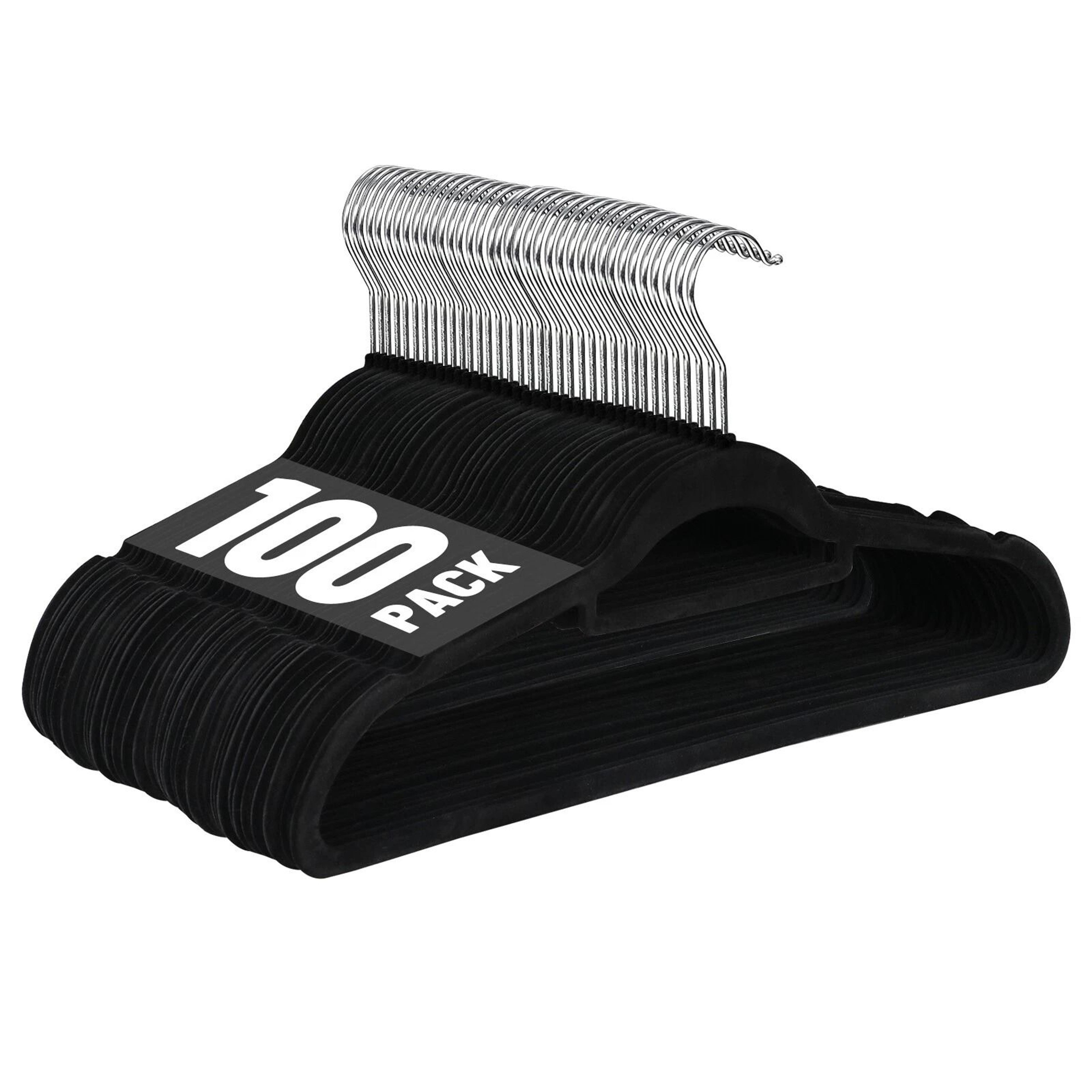 Velvet Non Slip Clothes Hangers With Swivel Hook Premium Black 9