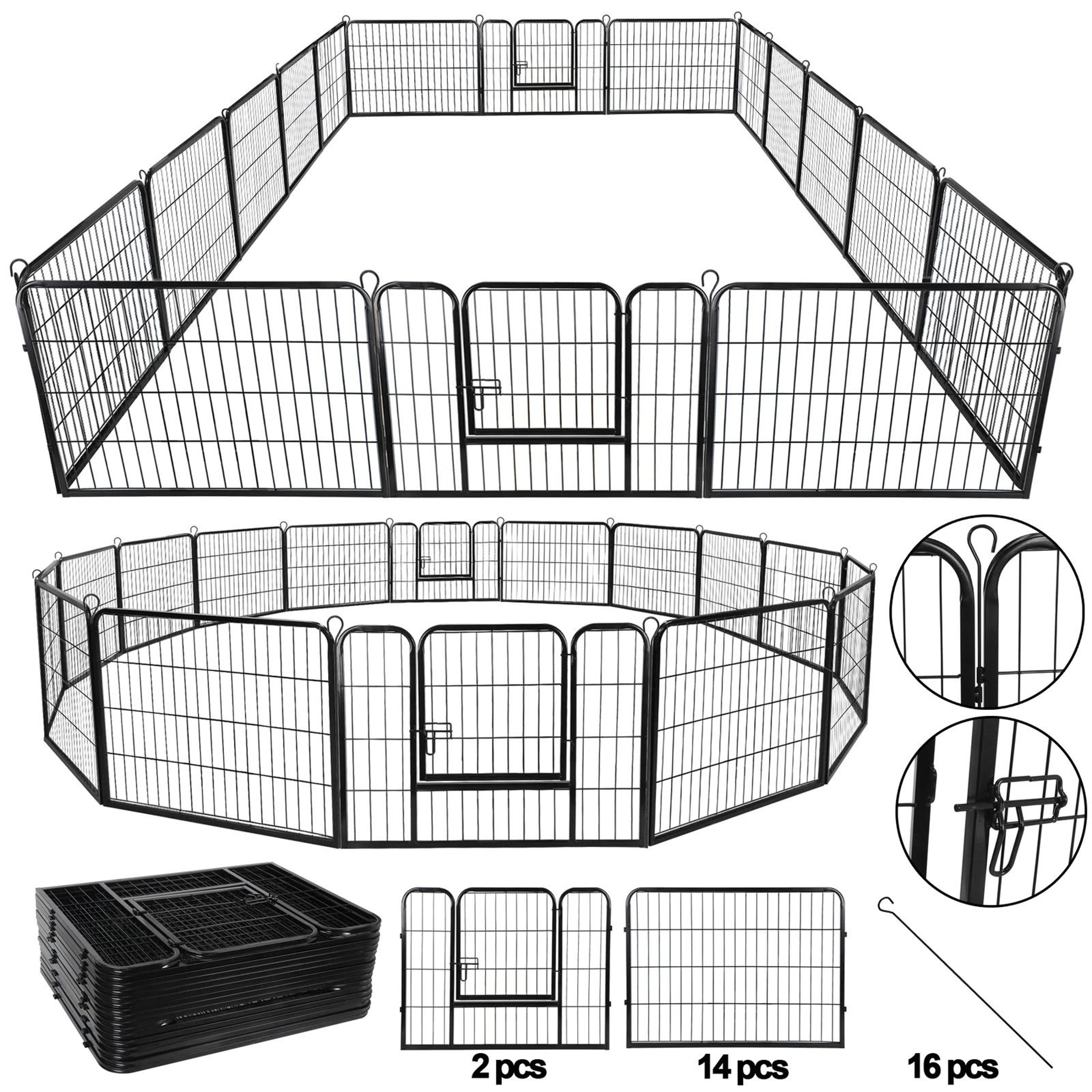 24 Panel Portable Dog Playpen Fence Foldable Pet Exercise Pen For Yard RV  Camping 12