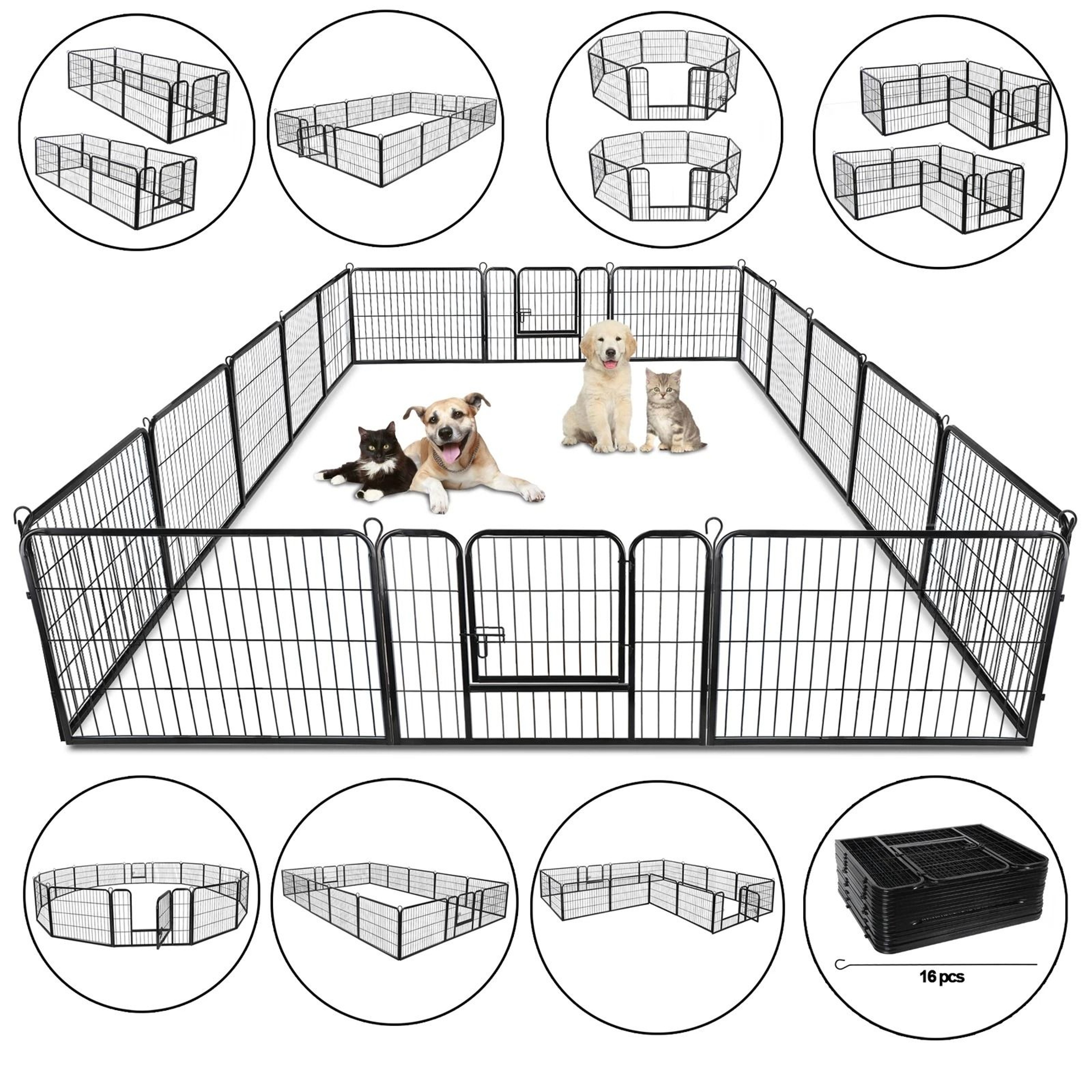 24 Panel Portable Dog Playpen Fence Foldable Pet Exercise Pen For Yard RV  Camping 14