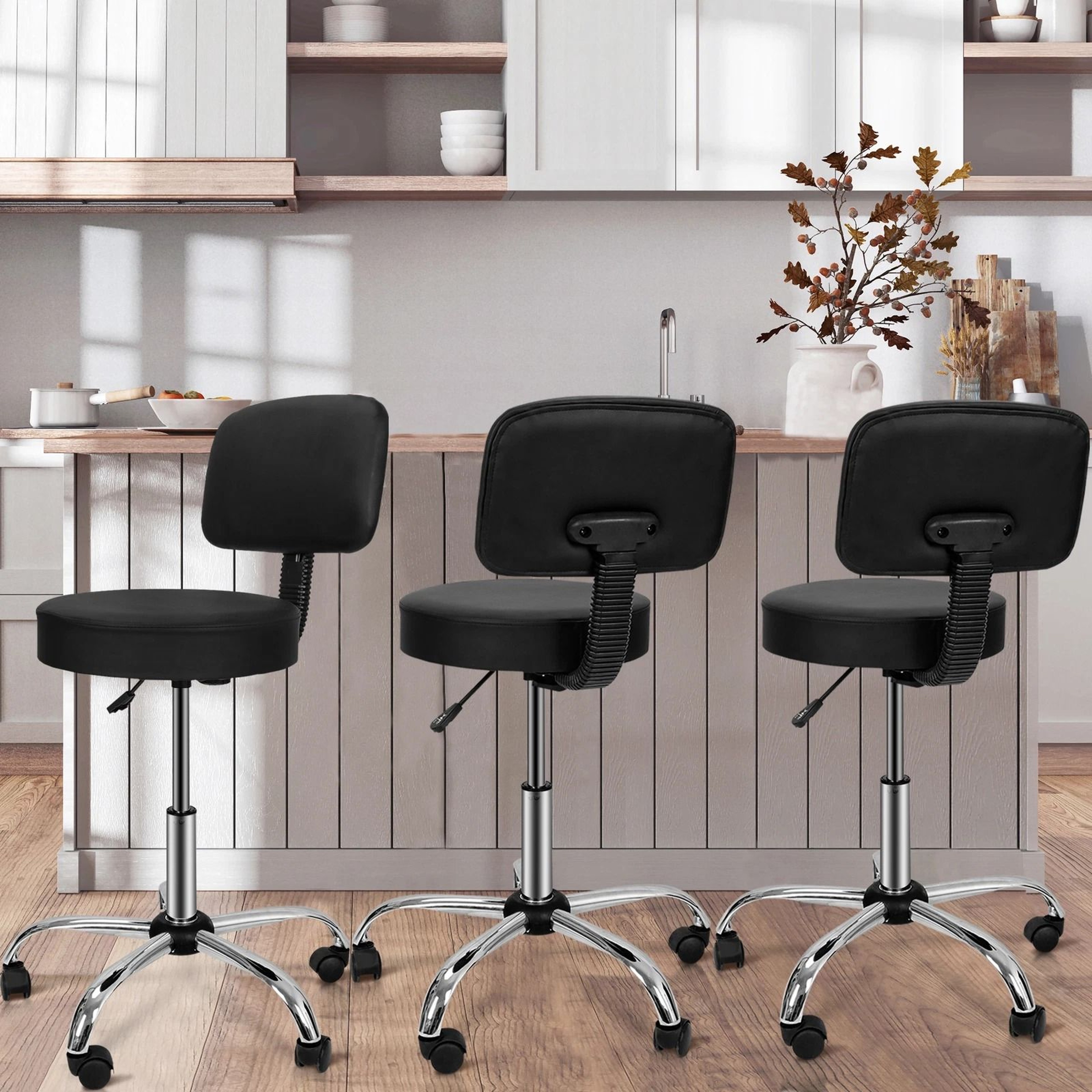 Swivel Salon Spa Stool Chair With Adjustable Hydraulic Rolling System  Back Support 0