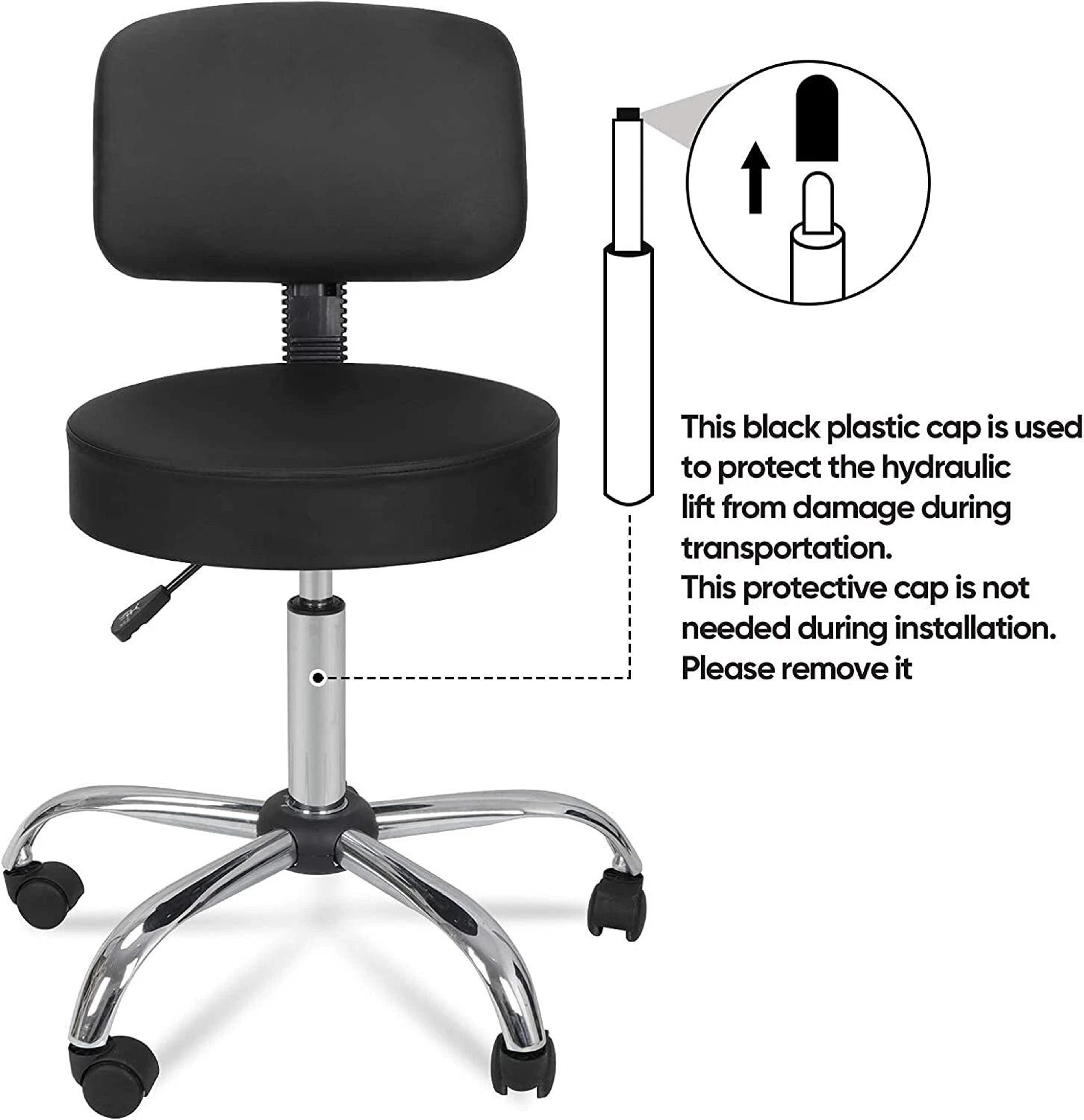 Swivel Salon Spa Stool Chair With Adjustable Hydraulic Rolling System  Back Support 3