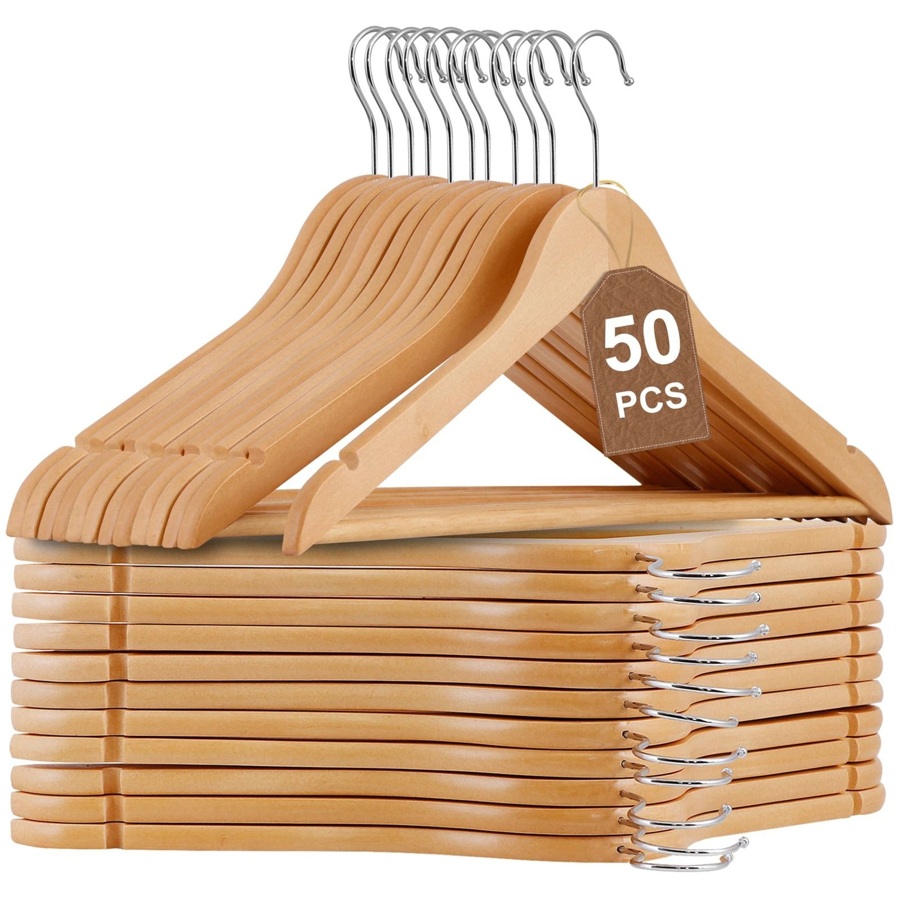 Premium Wooden Clothes Hangers With Swivel Hooks Non Slip Durable Bulk Closet Hangers 10