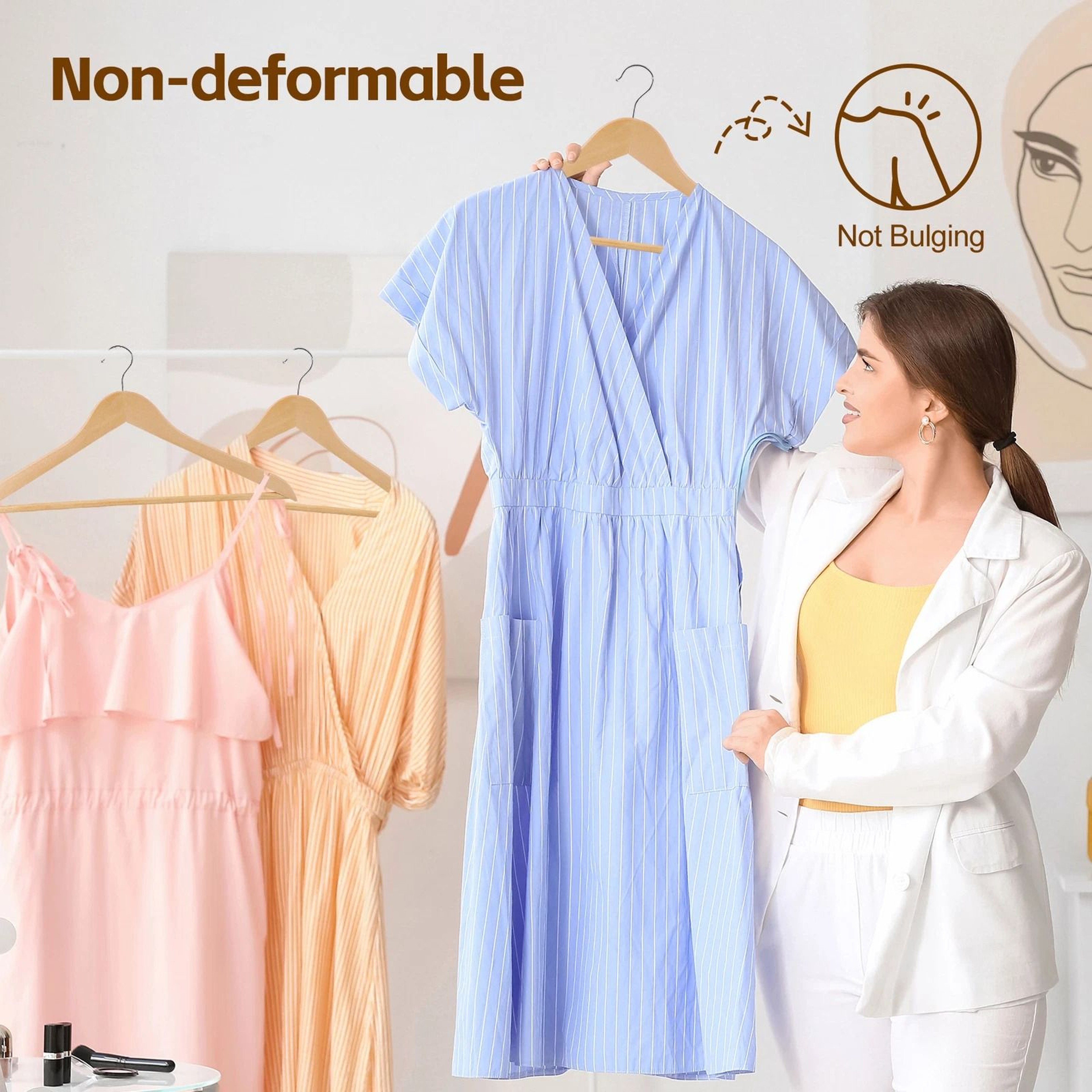 Premium Wooden Clothes Hangers With Swivel Hooks Non Slip Durable Bulk Closet Hangers 3