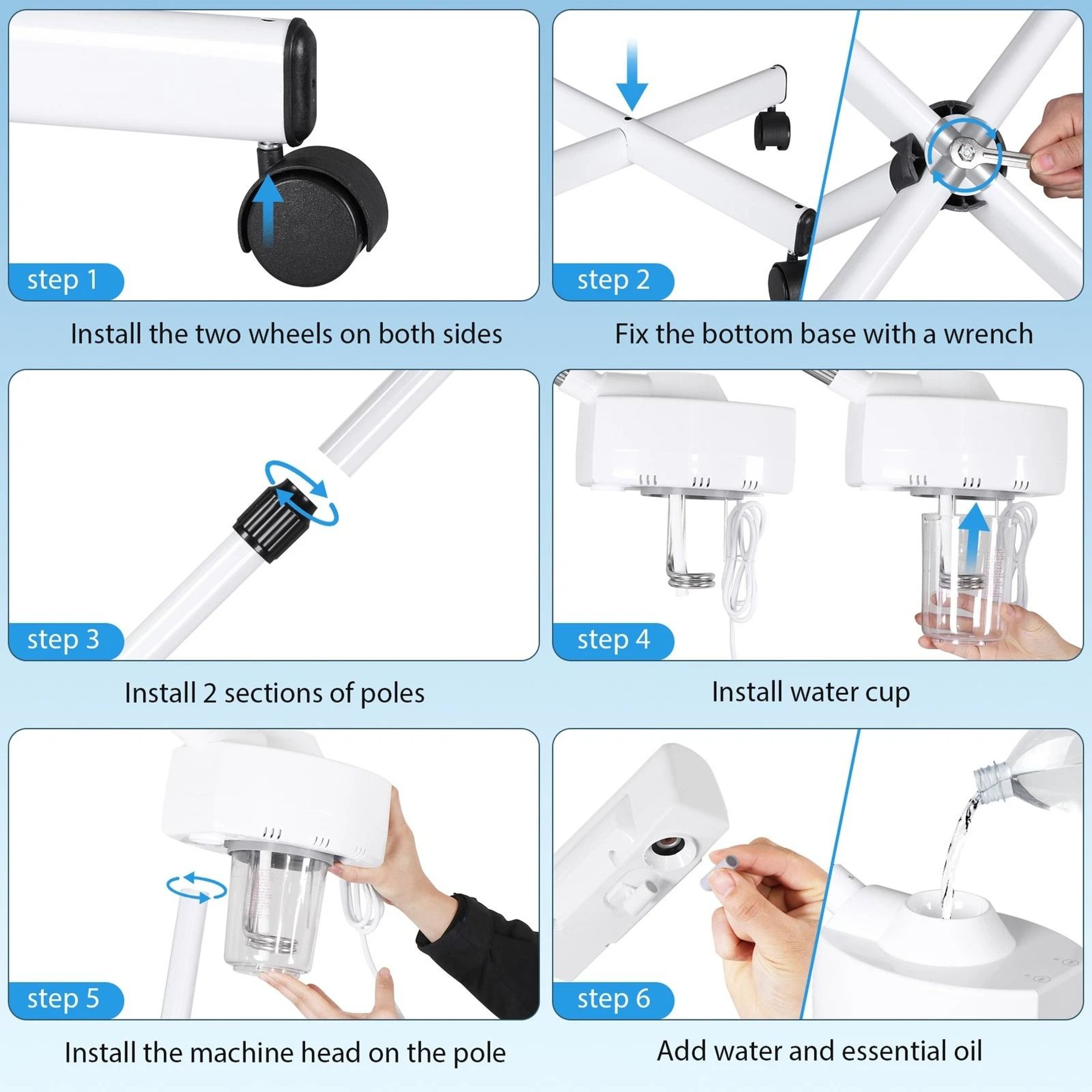 Professional Facial Steamer With Ionic Ozone  Hot Mist Function Mobile Stand For Skin Care  Salon U 2