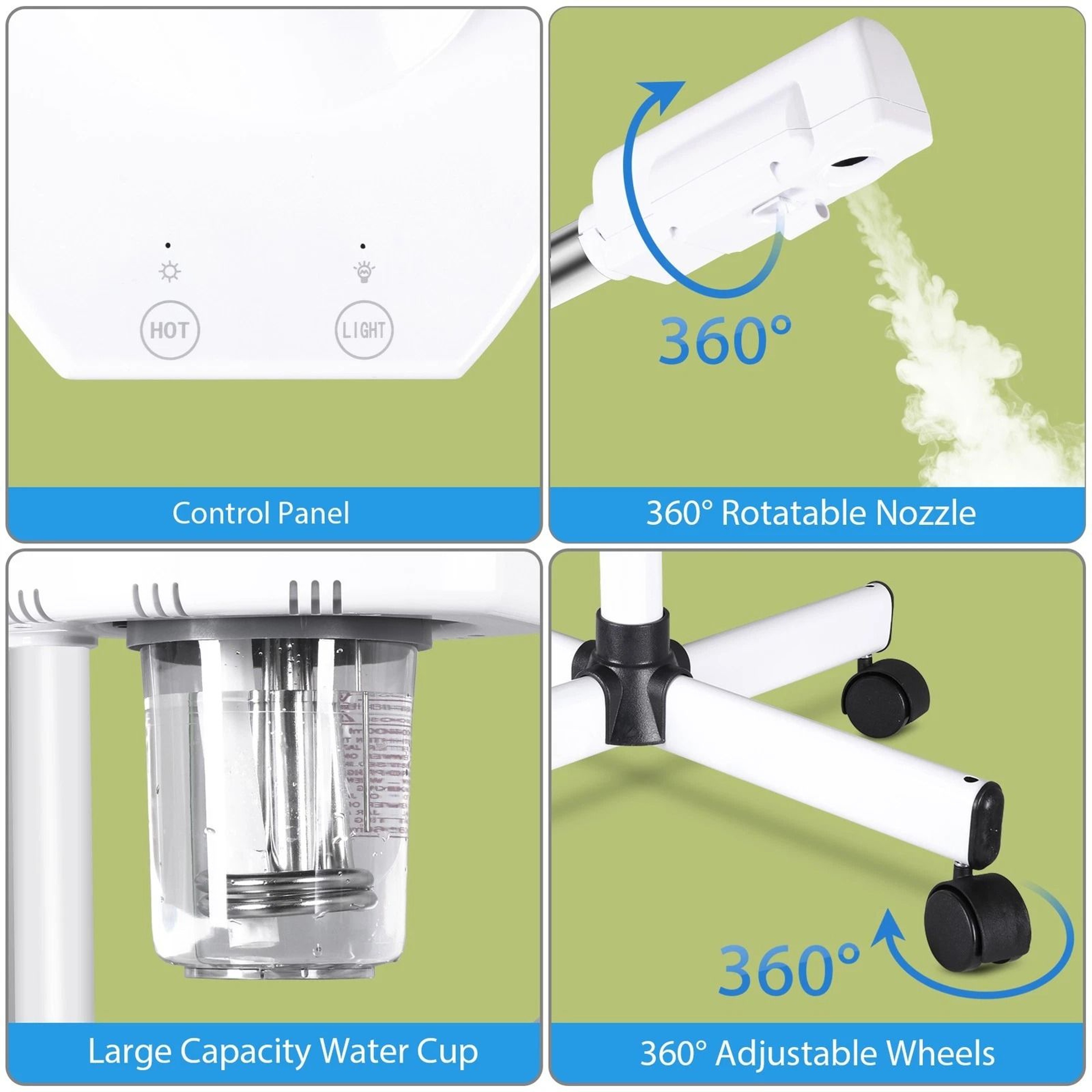 Professional Facial Steamer With Ionic Ozone  Hot Mist Function Mobile Stand For Skin Care  Salon U 5