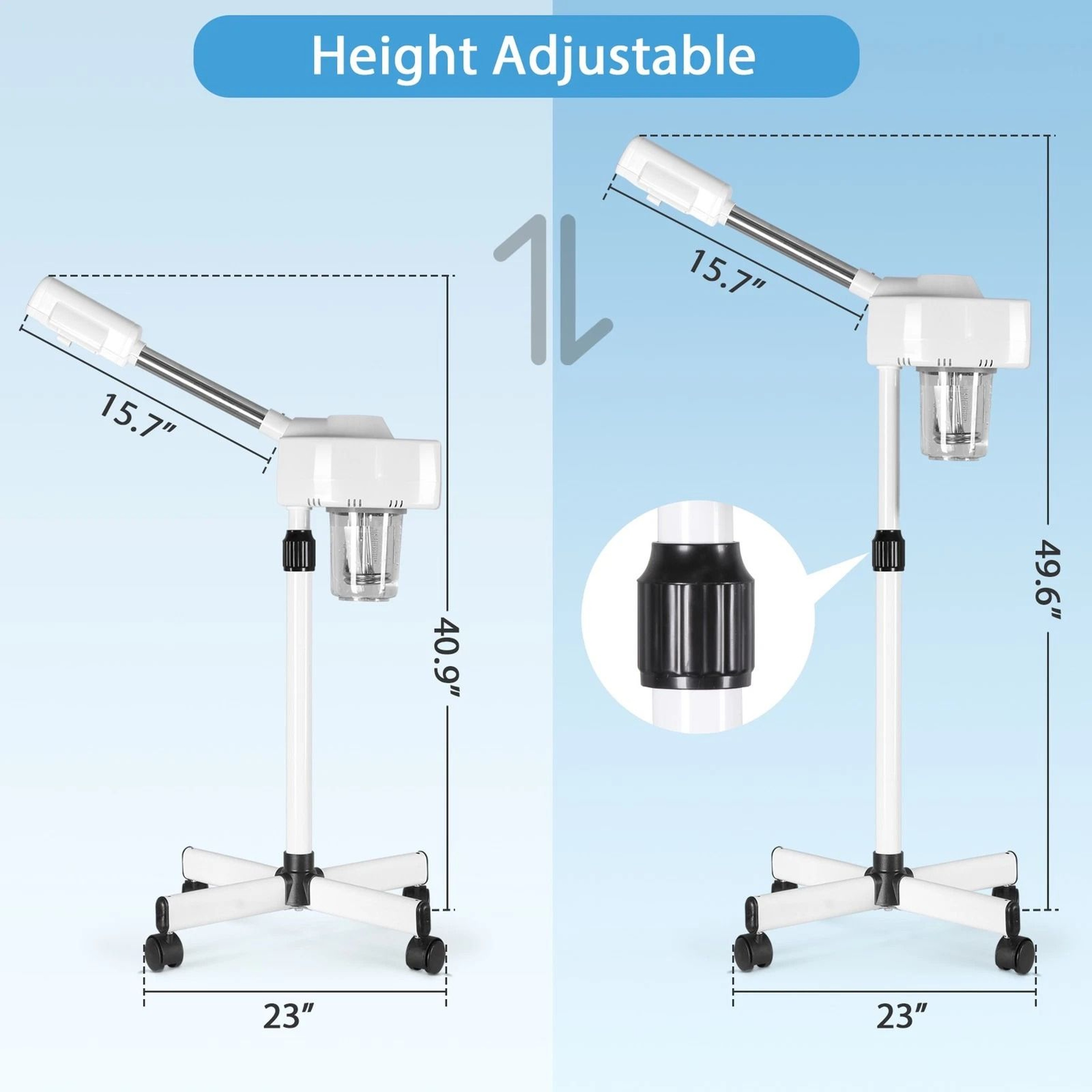 Professional Facial Steamer With Ionic Ozone  Hot Mist Function Mobile Stand For Skin Care  Salon U 8