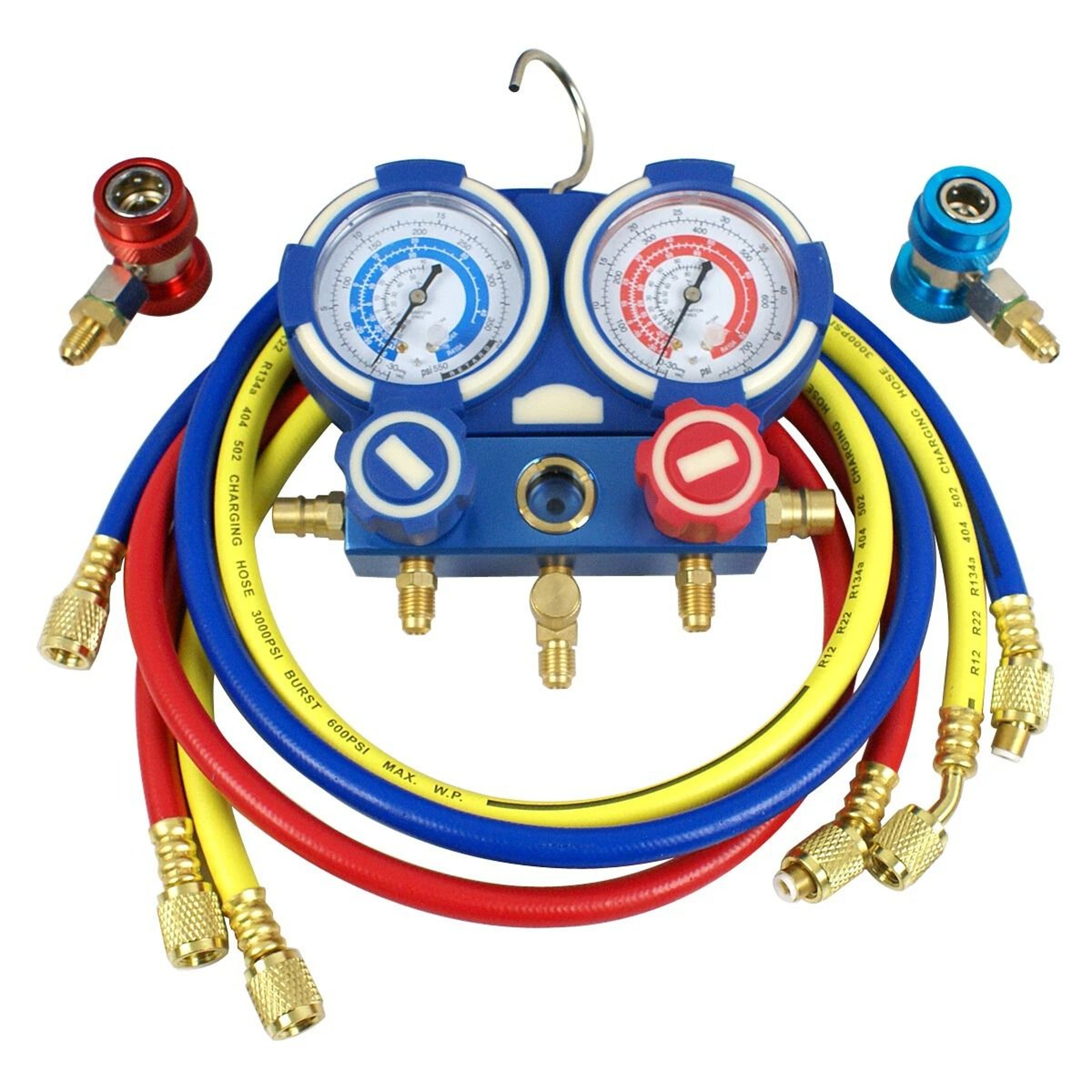 AC Manifold Gauge Set For Refrigerants Brass Charging Kit With Durable Case 11