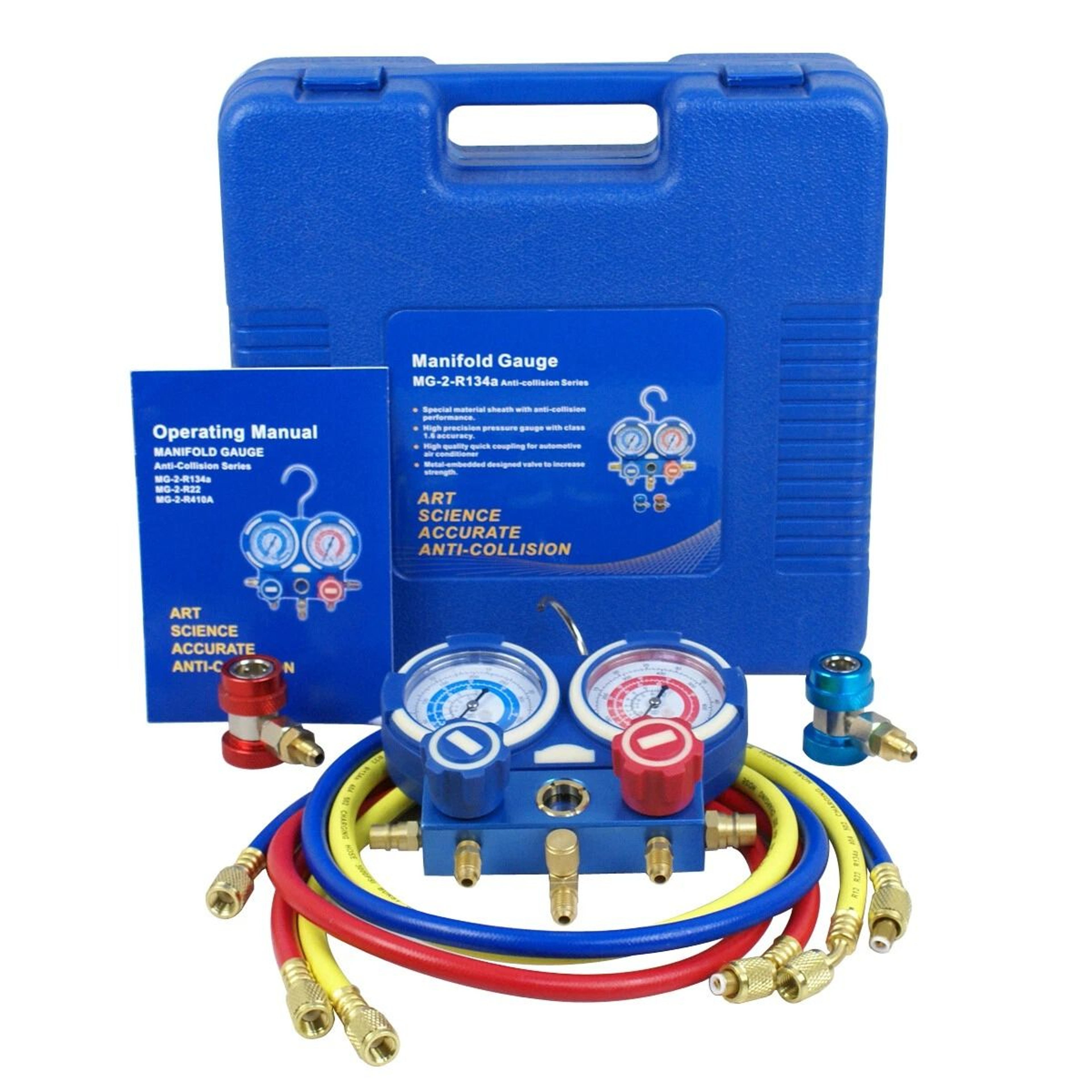 AC Manifold Gauge Set For Refrigerants Brass Charging Kit With Durable Case 13