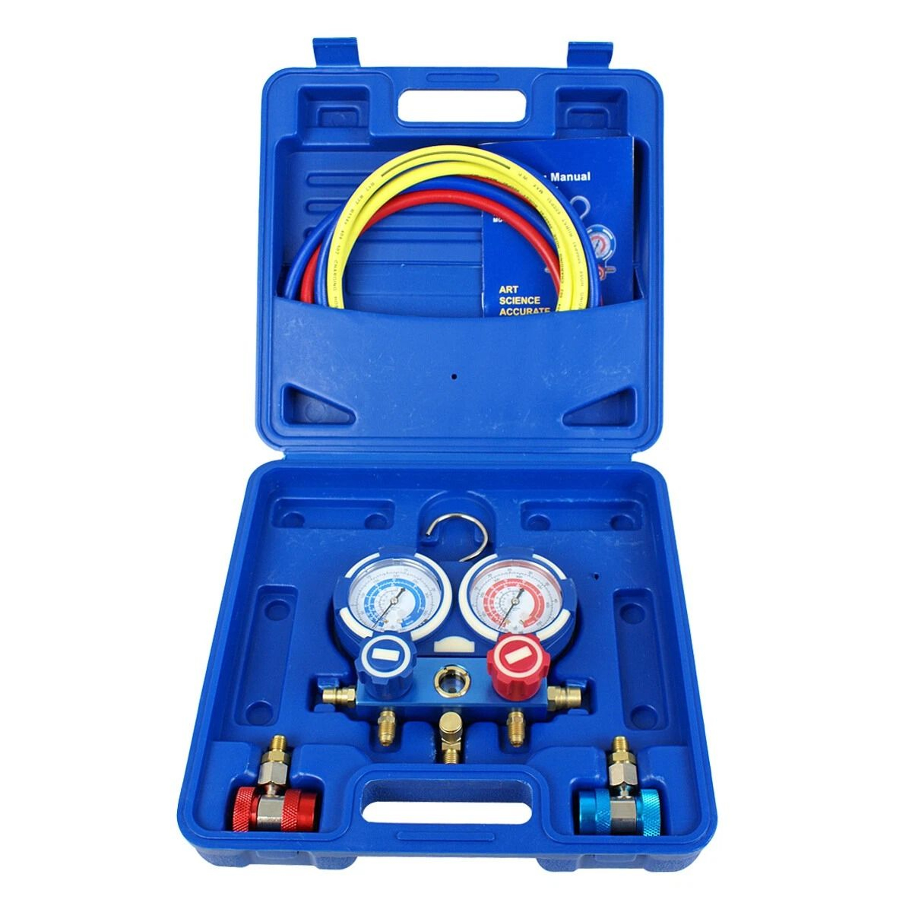 AC Manifold Gauge Set For Refrigerants Brass Charging Kit With Durable Case 0