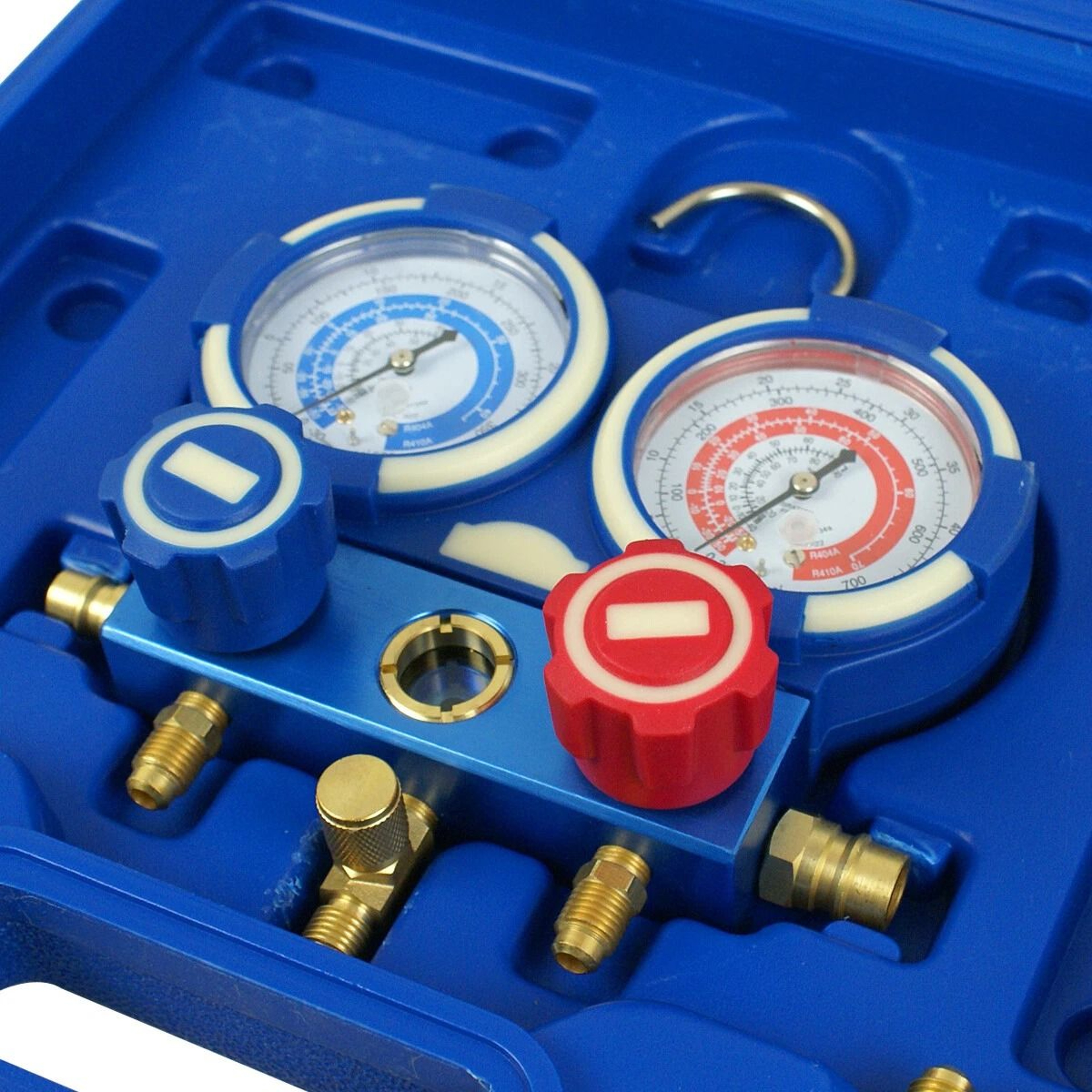 AC Manifold Gauge Set For Refrigerants Brass Charging Kit With Durable Case 3