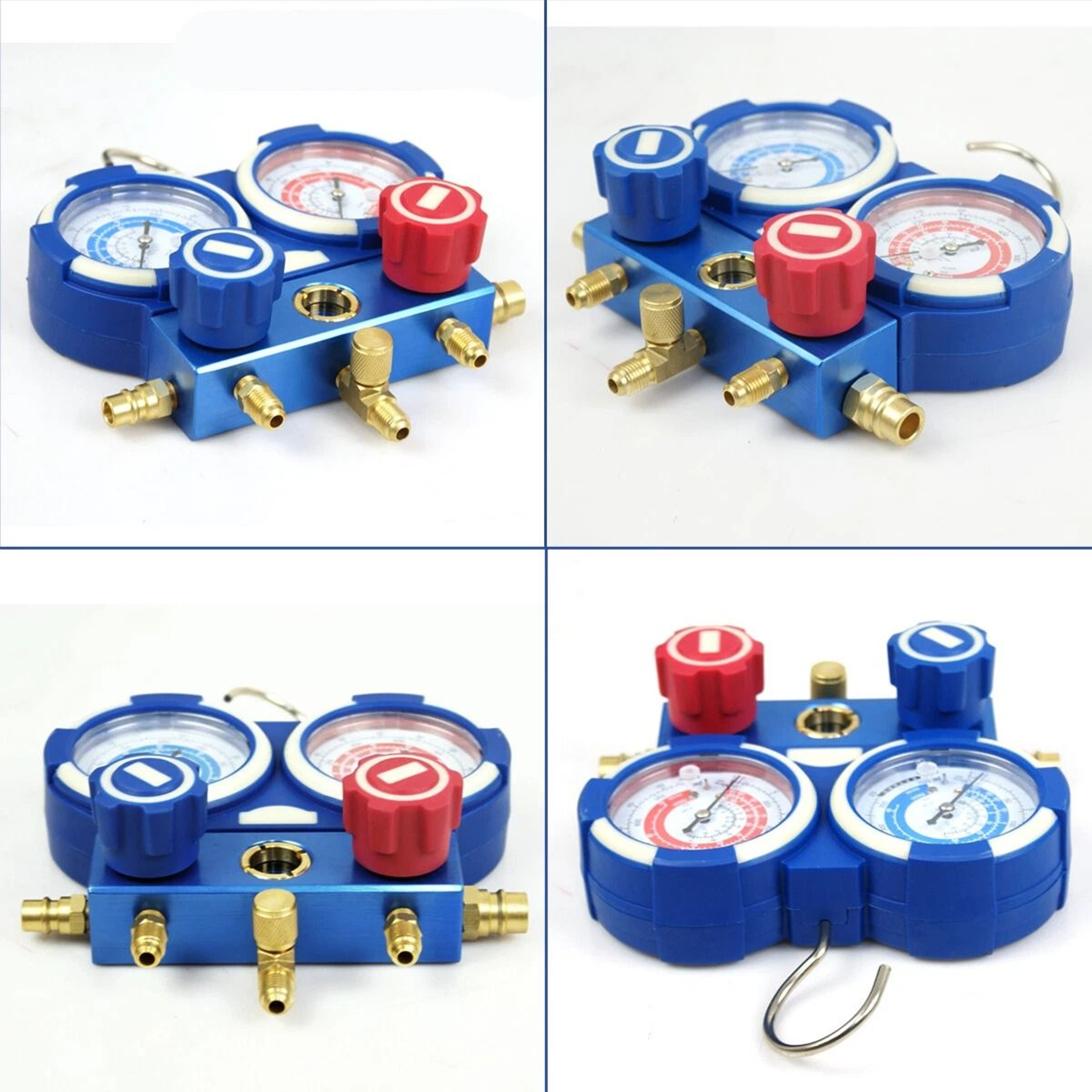 AC Manifold Gauge Set For Refrigerants Brass Charging Kit With Durable Case 7
