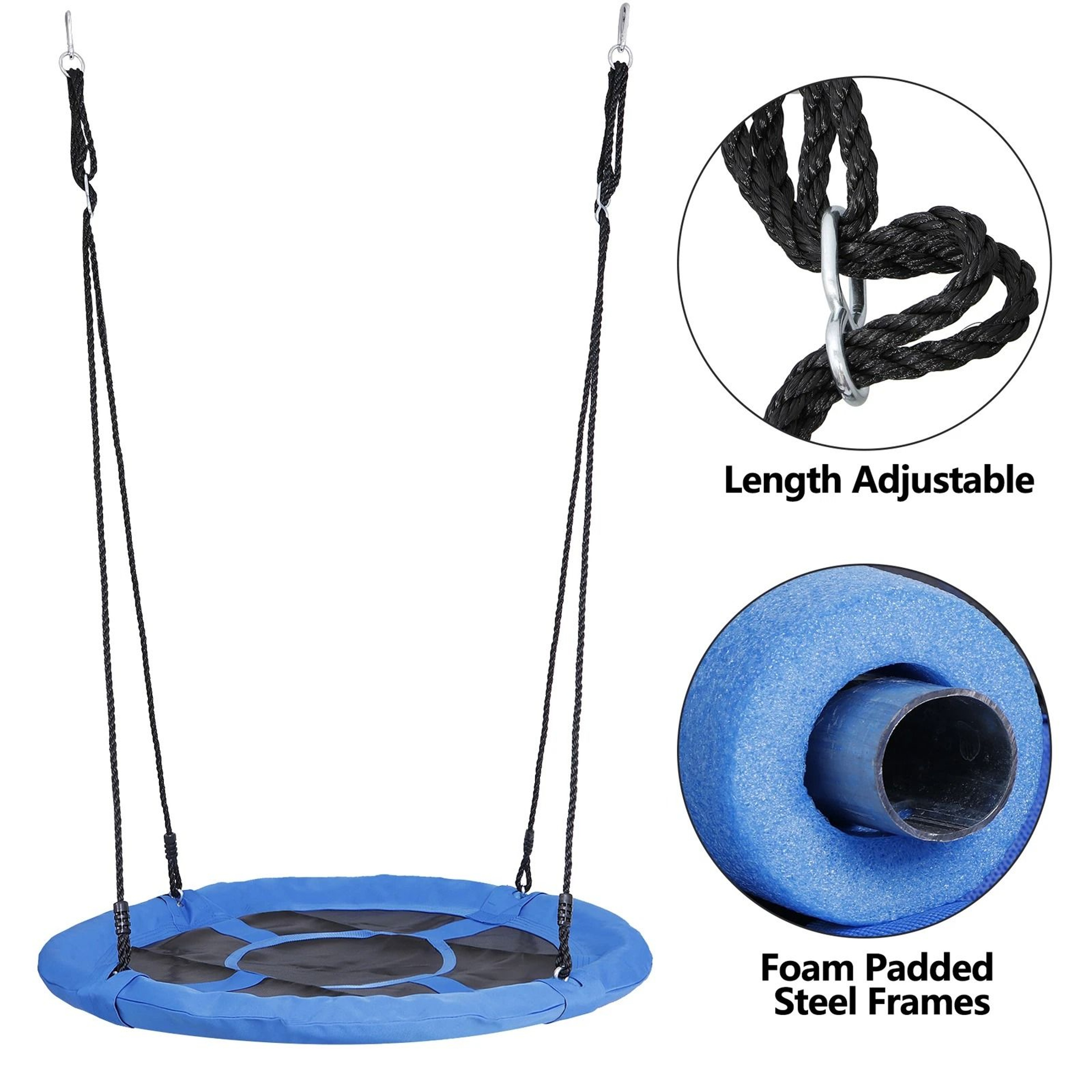 Blue Saucer Tree Swing For Kids Flying Seat With Hanging Ropes Durable And Fun Outdoor Play 9