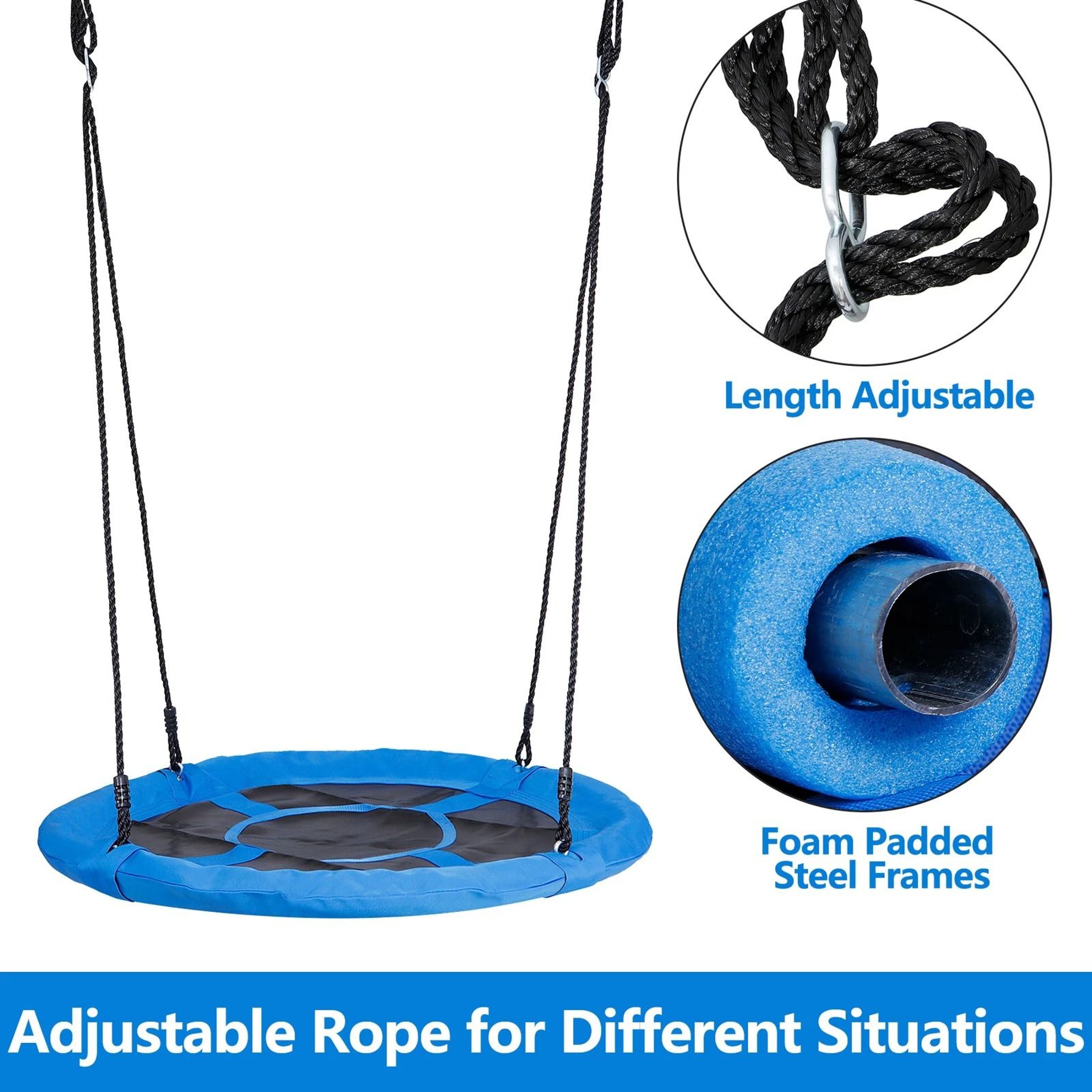 Blue Saucer Tree Swing For Kids Flying Seat With Hanging Ropes Durable And Fun Outdoor Play 12