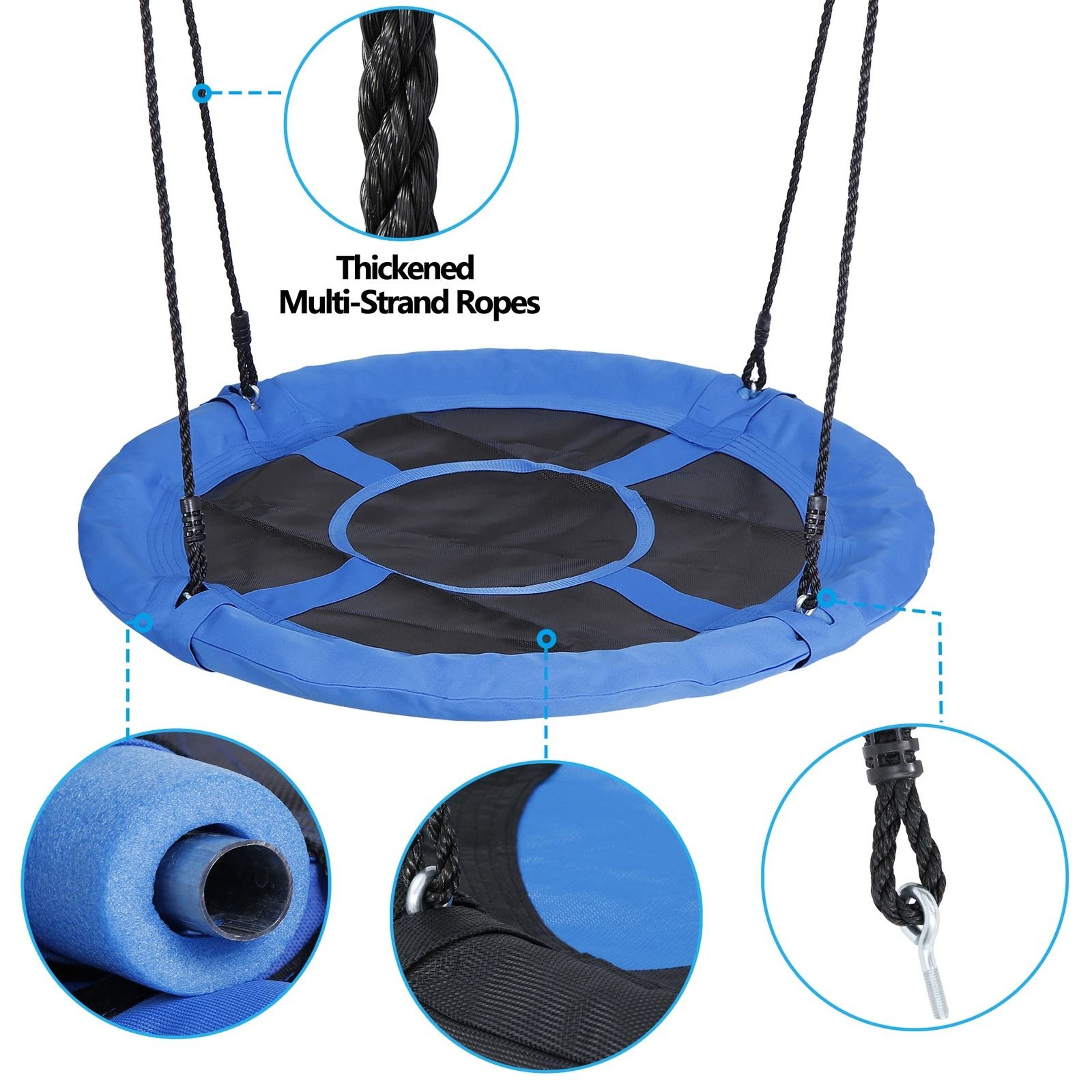 Blue Saucer Tree Swing For Kids Flying Seat With Hanging Ropes Durable And Fun Outdoor Play 6