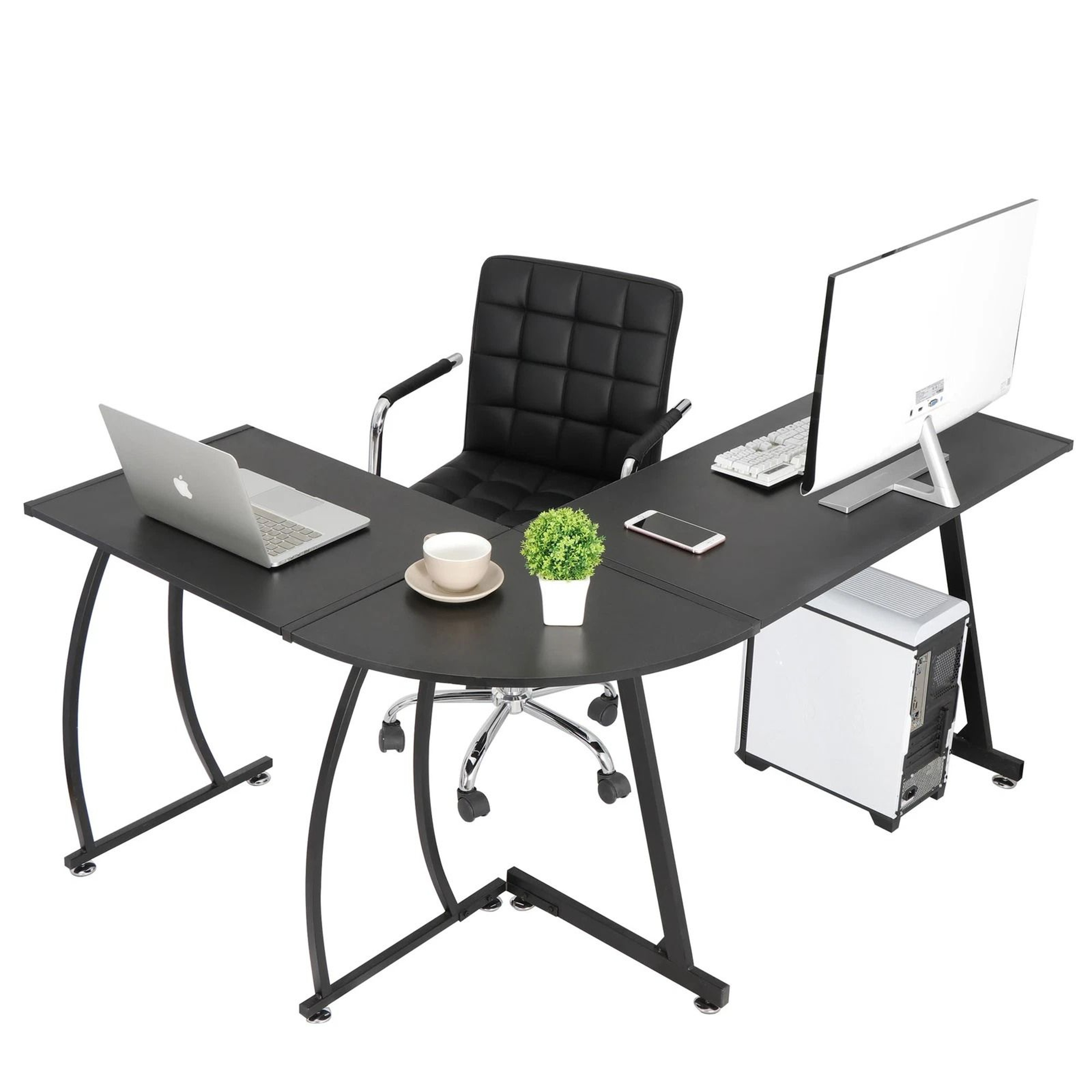 L Shaped Gaming Desk Corner Computer Desk Multifunctional PCLaptop Study Table Workstation With Spa 4