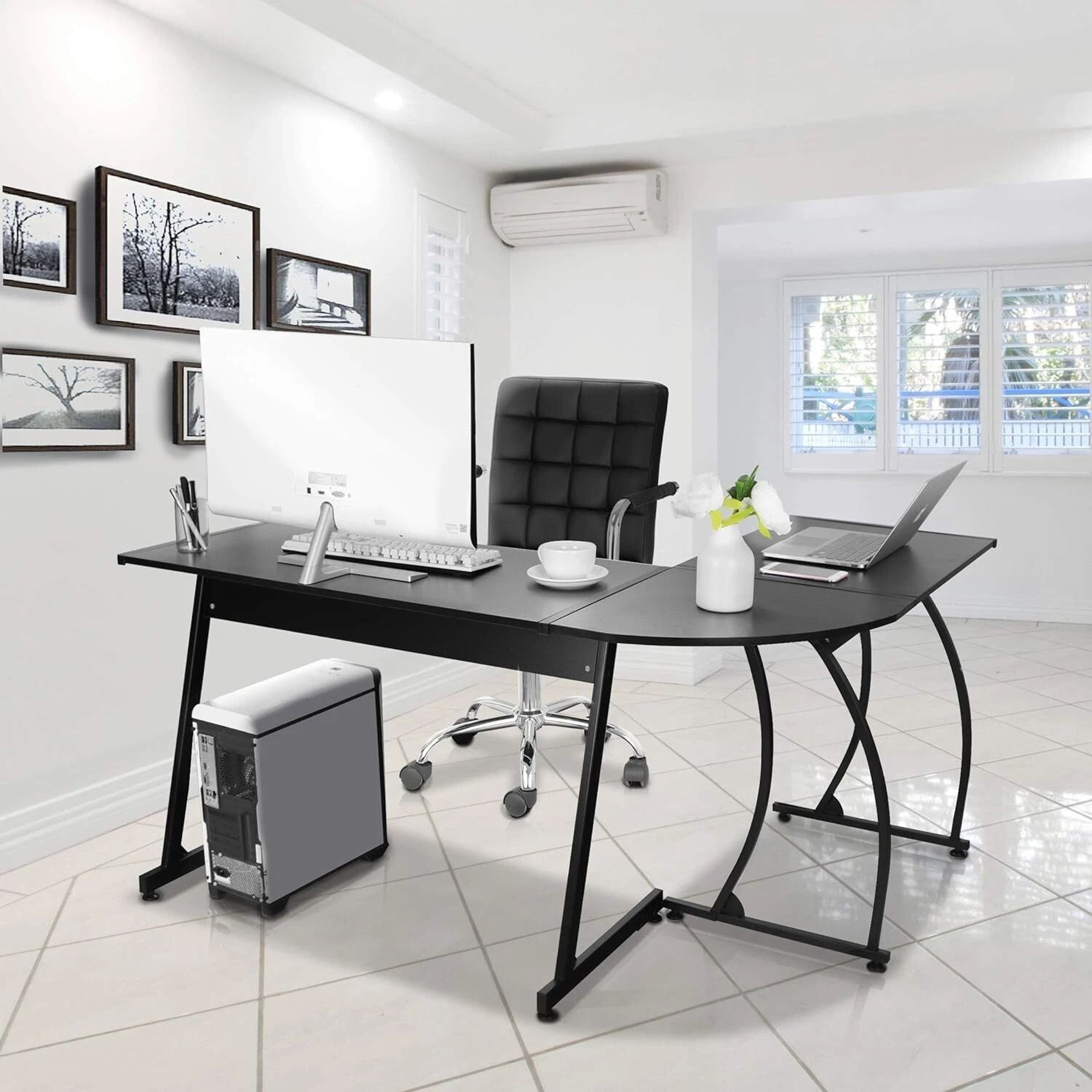 L Shaped Gaming Desk Corner Computer Desk Multifunctional PCLaptop Study Table Workstation With Spa 0