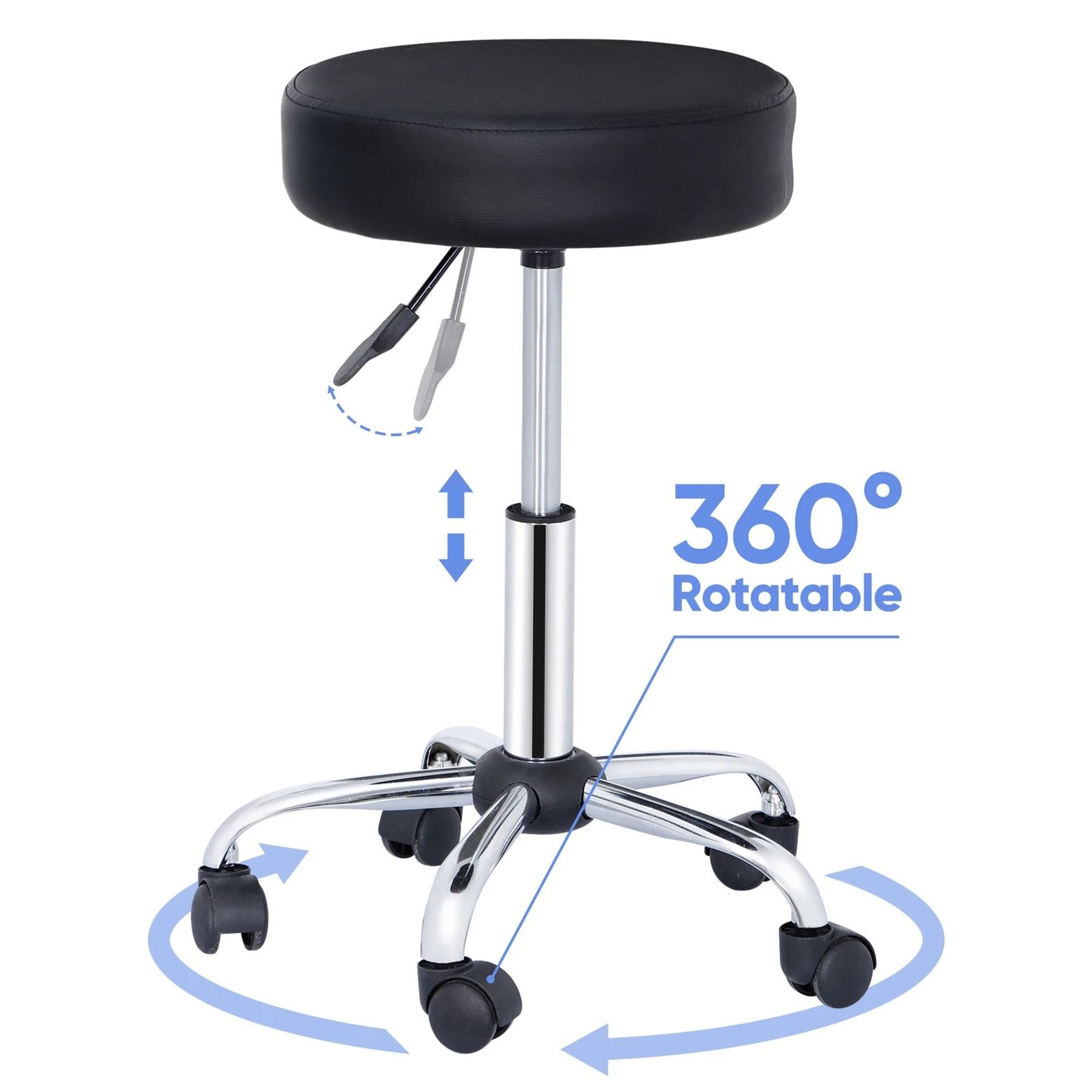 Hydraulic Rolling Stool Swivel Salon Chair Adjustable Height Office Tattoo Black 11