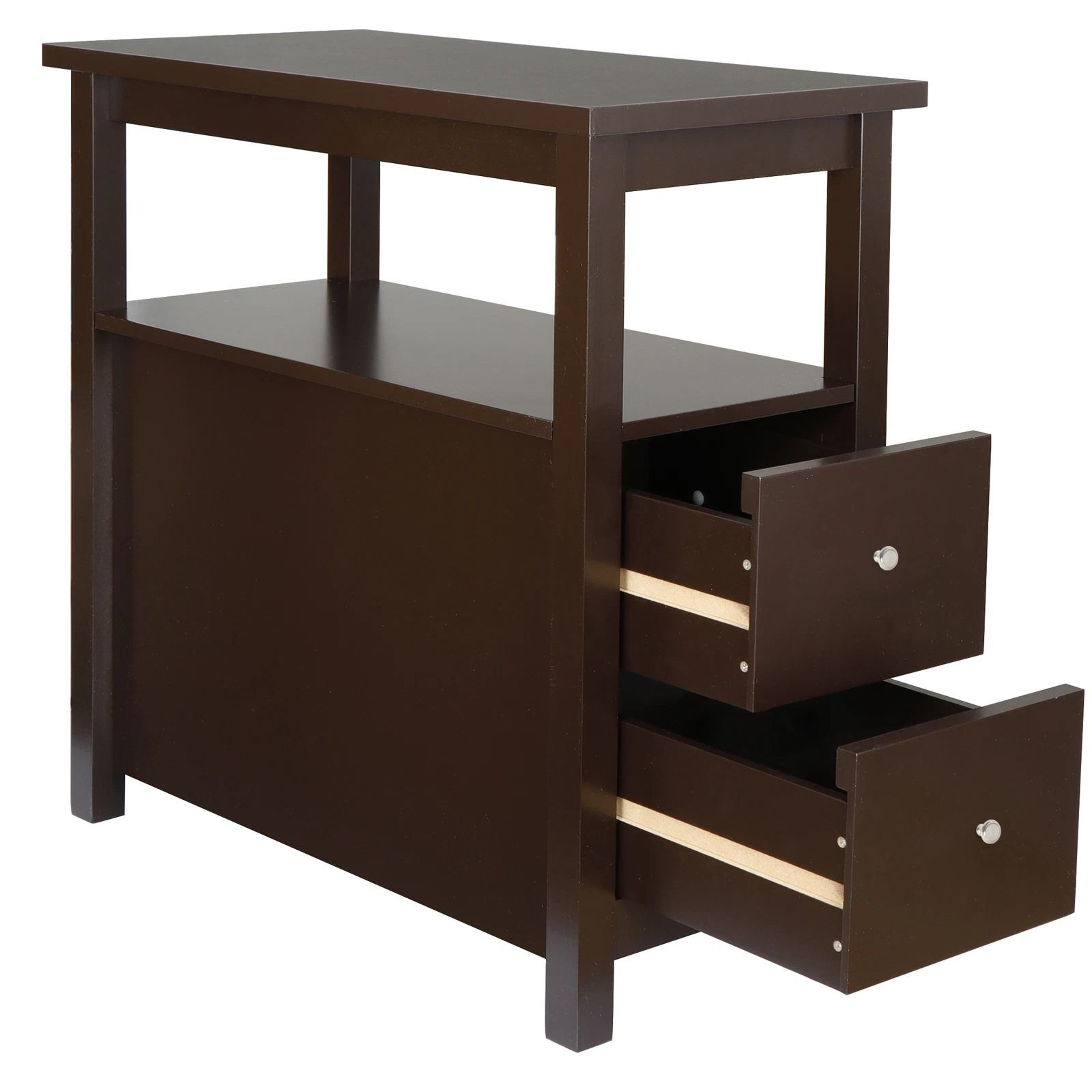 Narrow End Table With Drawer  Open Shelf Stylish Sofa Side Table For Living Room 3