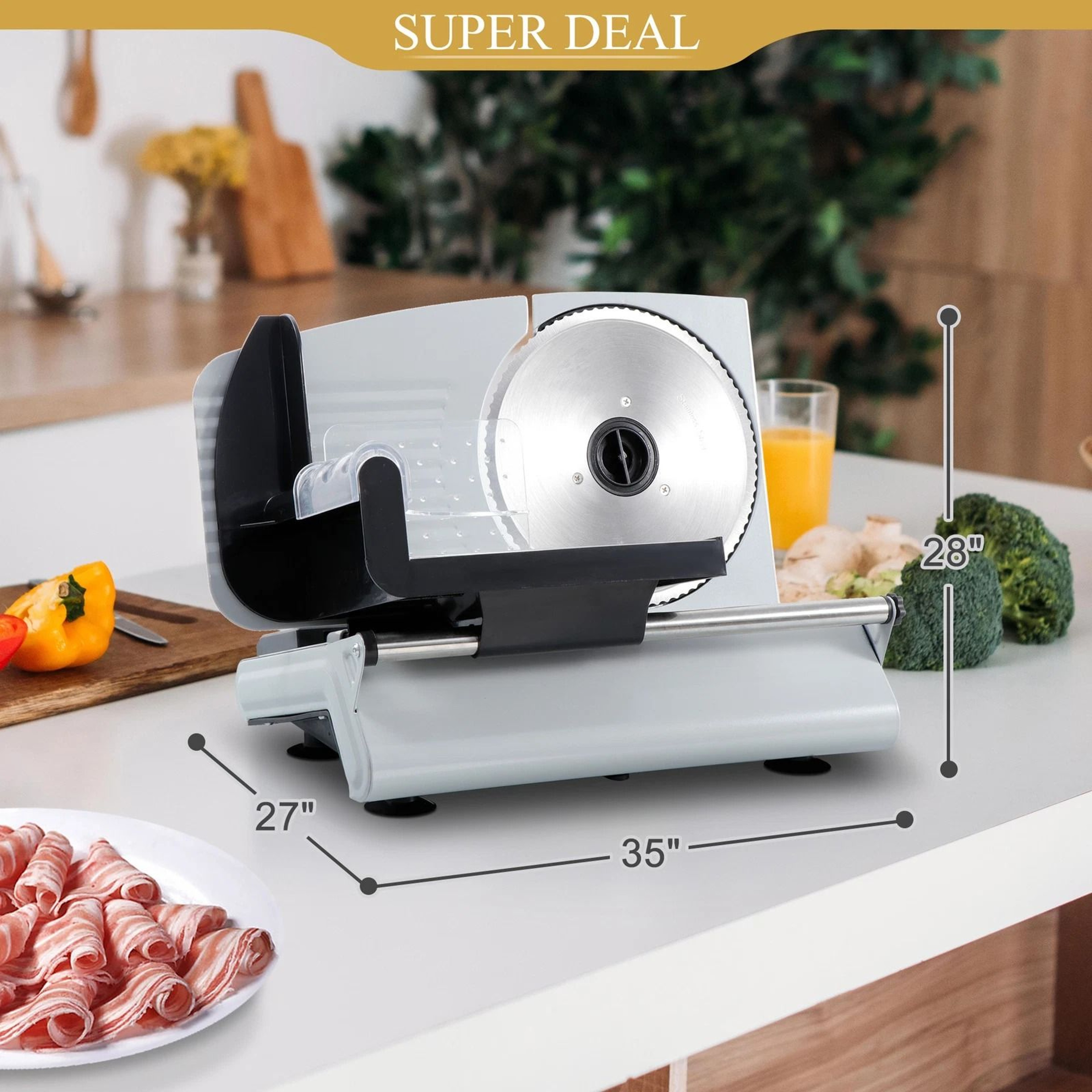 Premium Electric Meat Slicer Stainless Steel Blade Adjustable Thickness For Precise Cuts 12