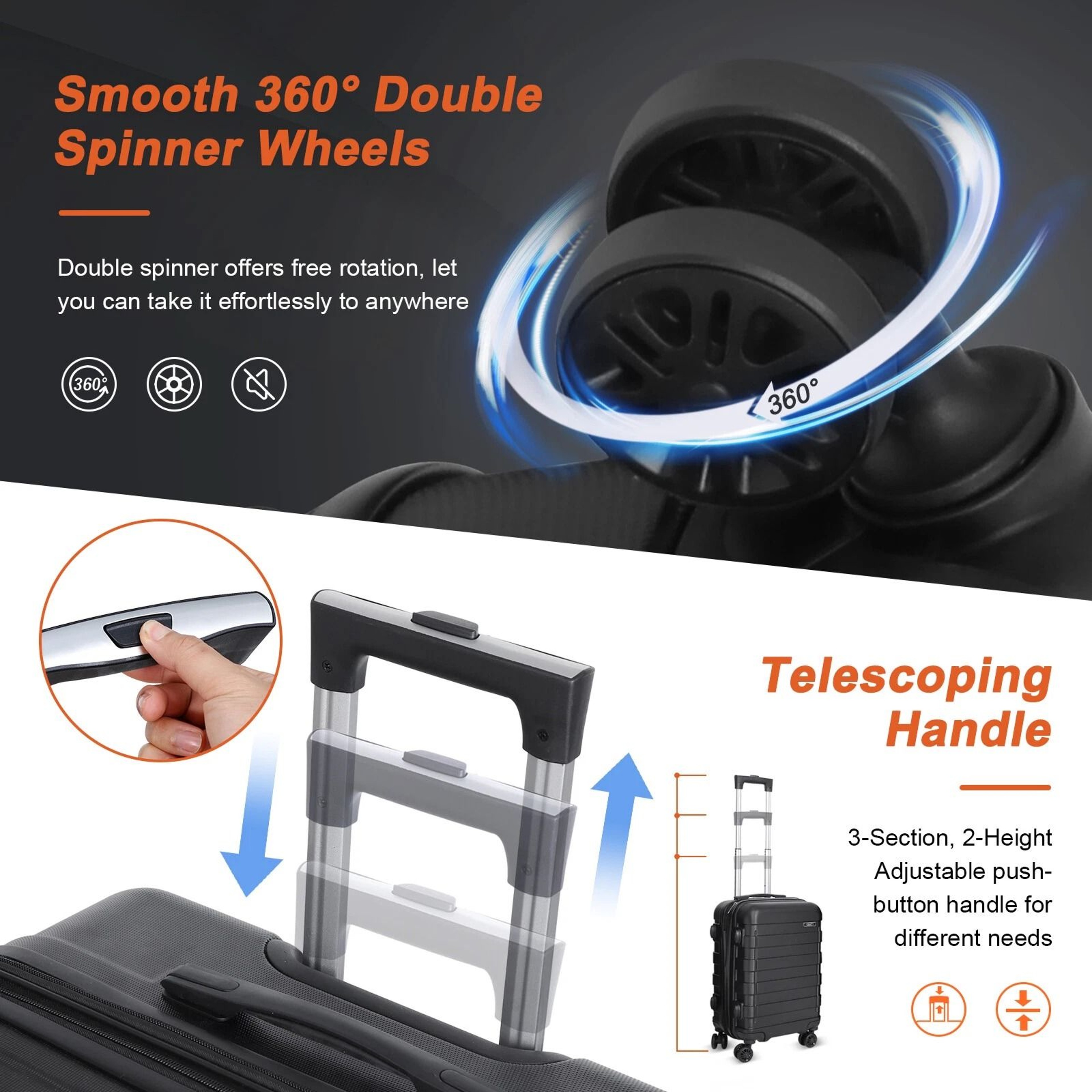 Premium Expandable Luggage Set Lightweight Spinner Travel Suitcases 12