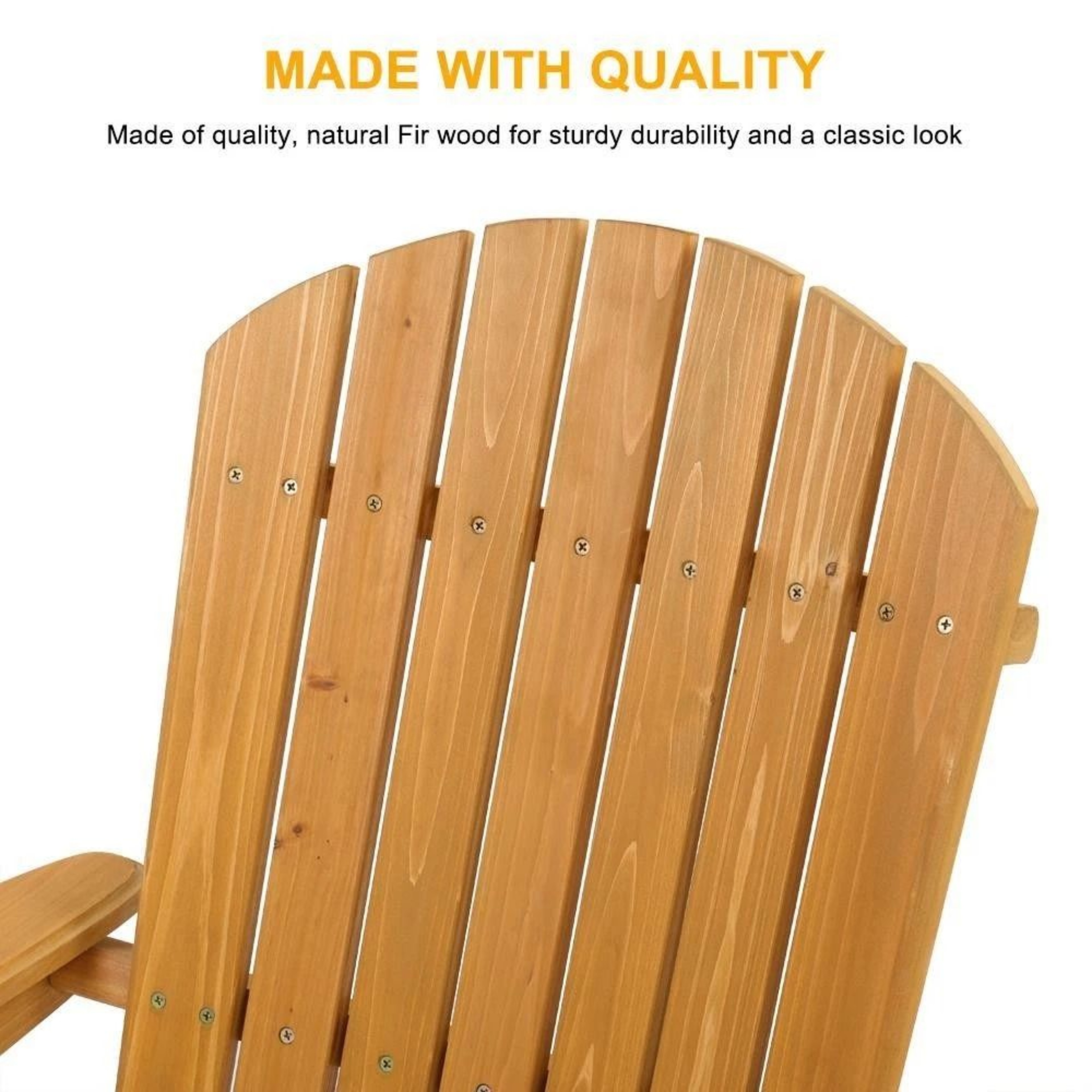 Foldable Fir Wood Adirondack Chair Comfortable Outdoor Patio Furniture Lounge Seat 1