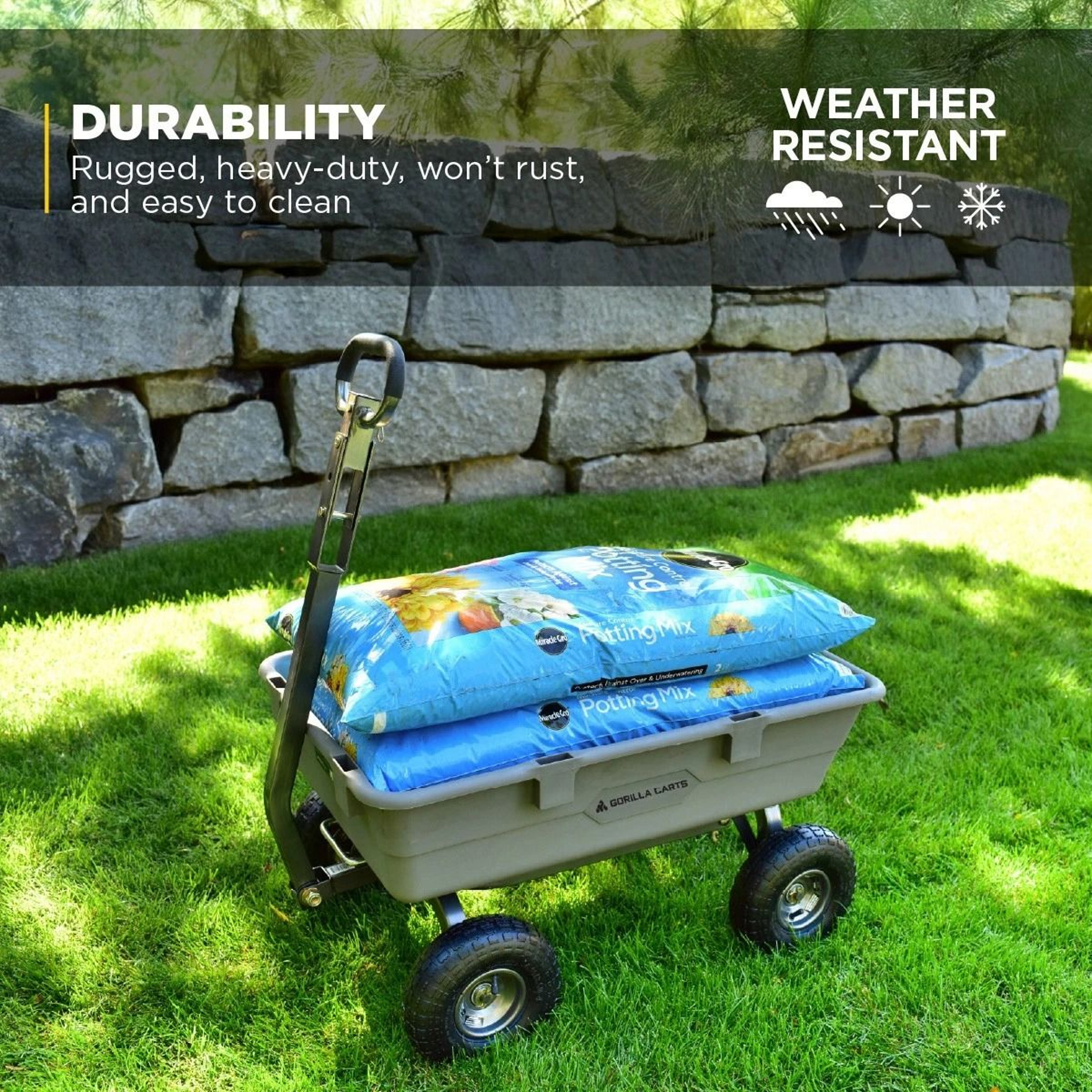 Gorilla Carts Capacity Heavy Duty Poly Yard Dump Utility Cart Gray 3