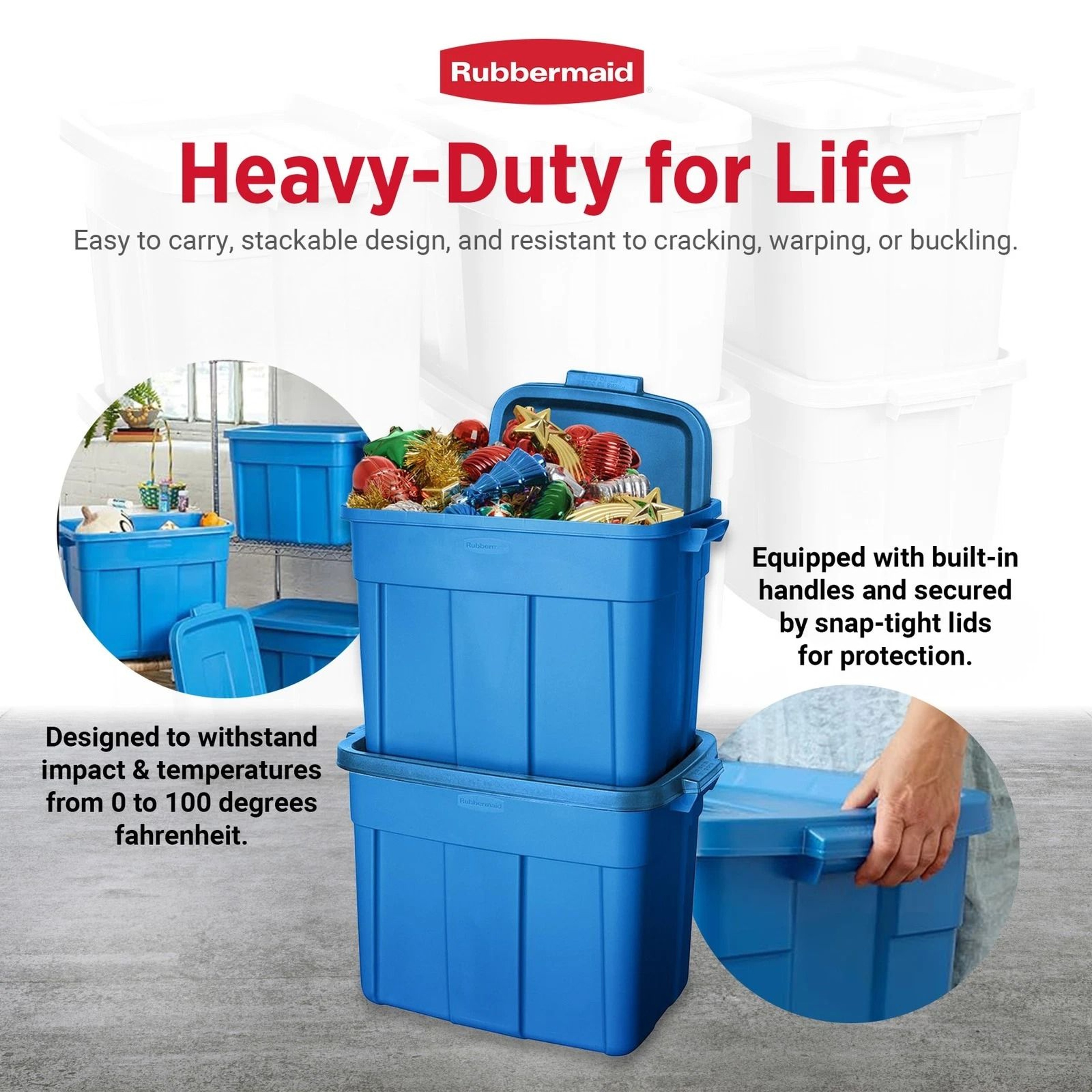 Rubbermaid Storage Container Set Stackable Plastic Bins 5