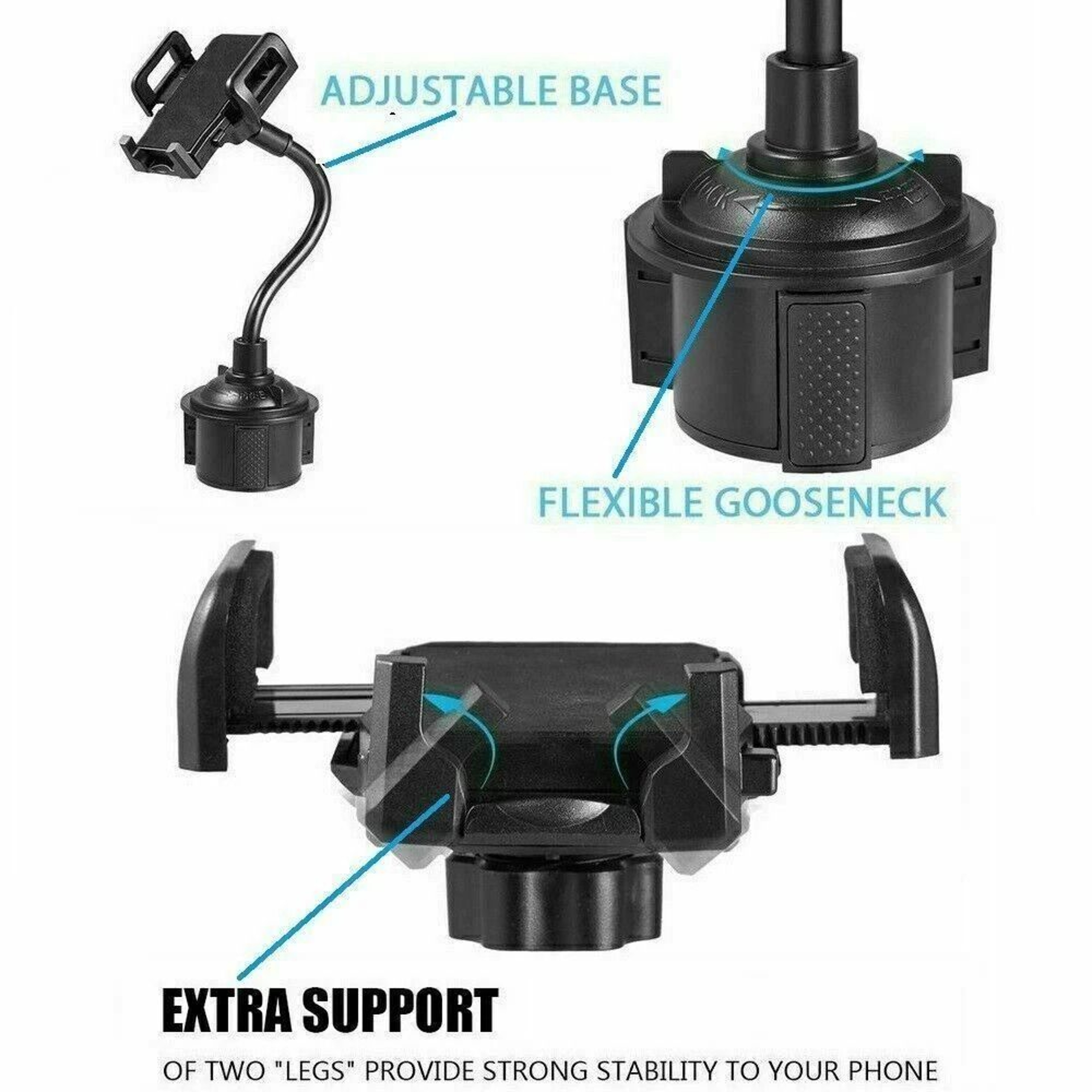 Universal Car Mount Adjustable Gooseneck Cup Holder Cradle For Cell Phone Easy Installation For Han 3