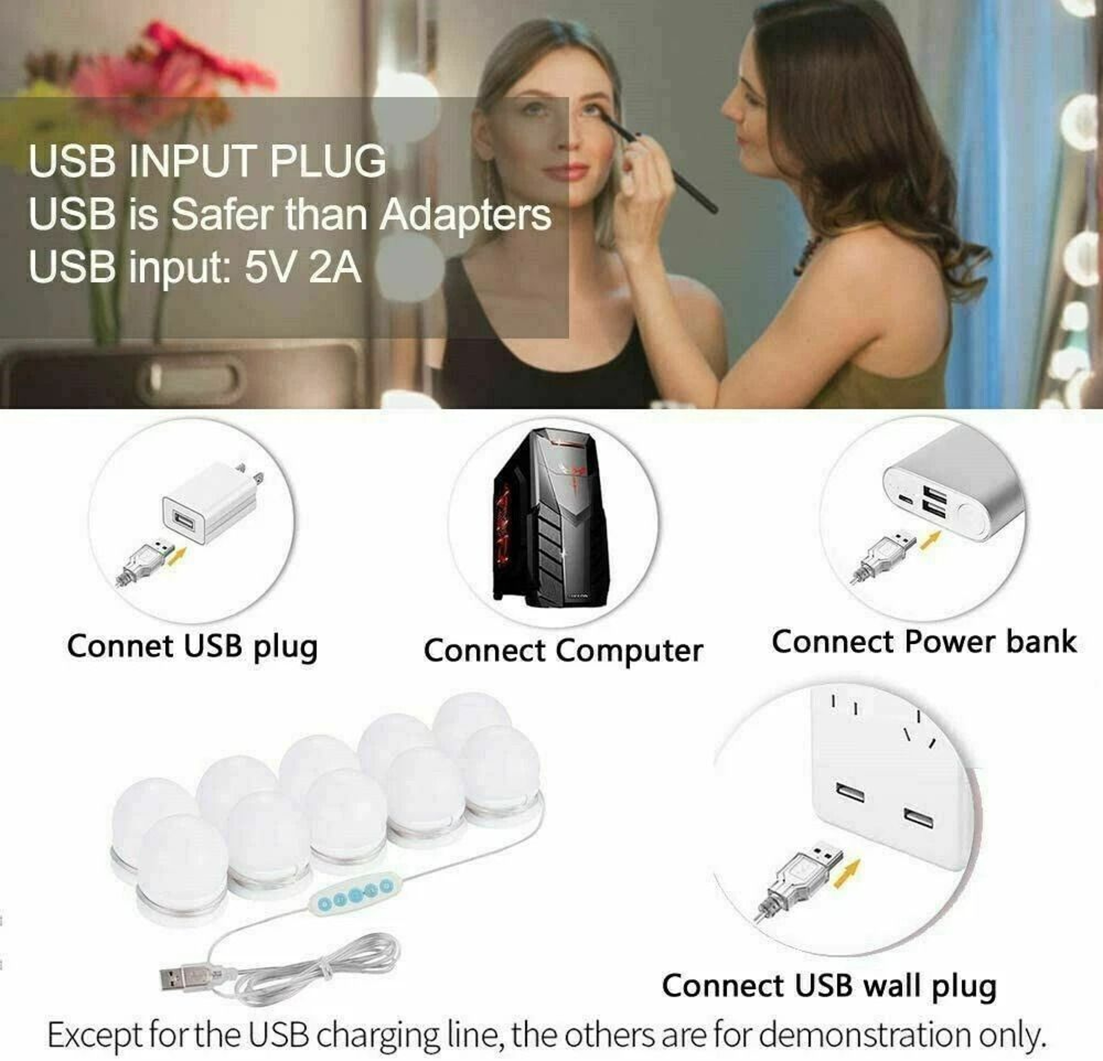 Hollywood Style Makeup Mirror Light Kit Dimmable LED Bulbs For Vanity Perfect For Beauty And Groomi 3
