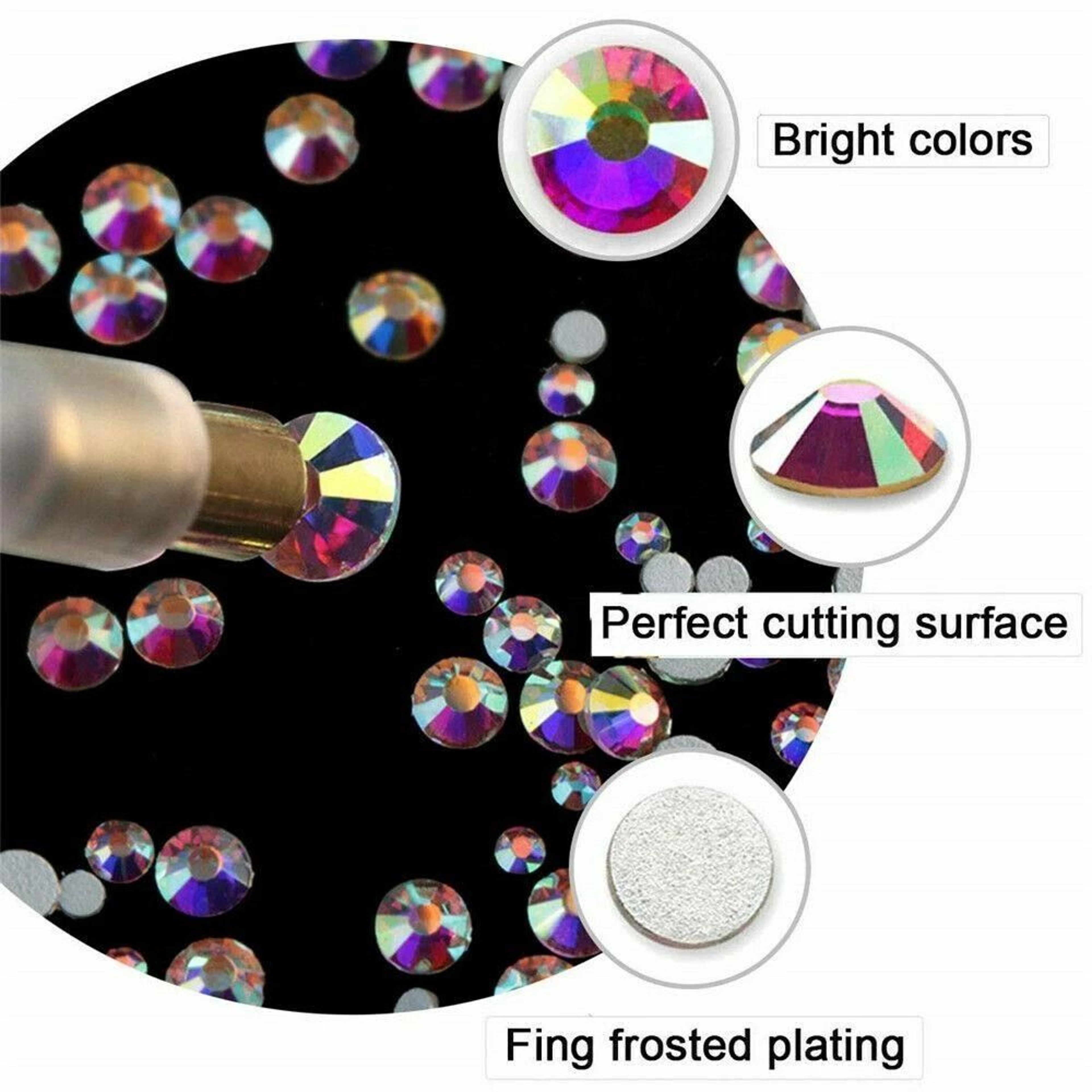 Mix Gems Rhinestones For Nail Art Pickup Pen Stainless Steel Tweezer Complete Crafting Set For DIY  2
