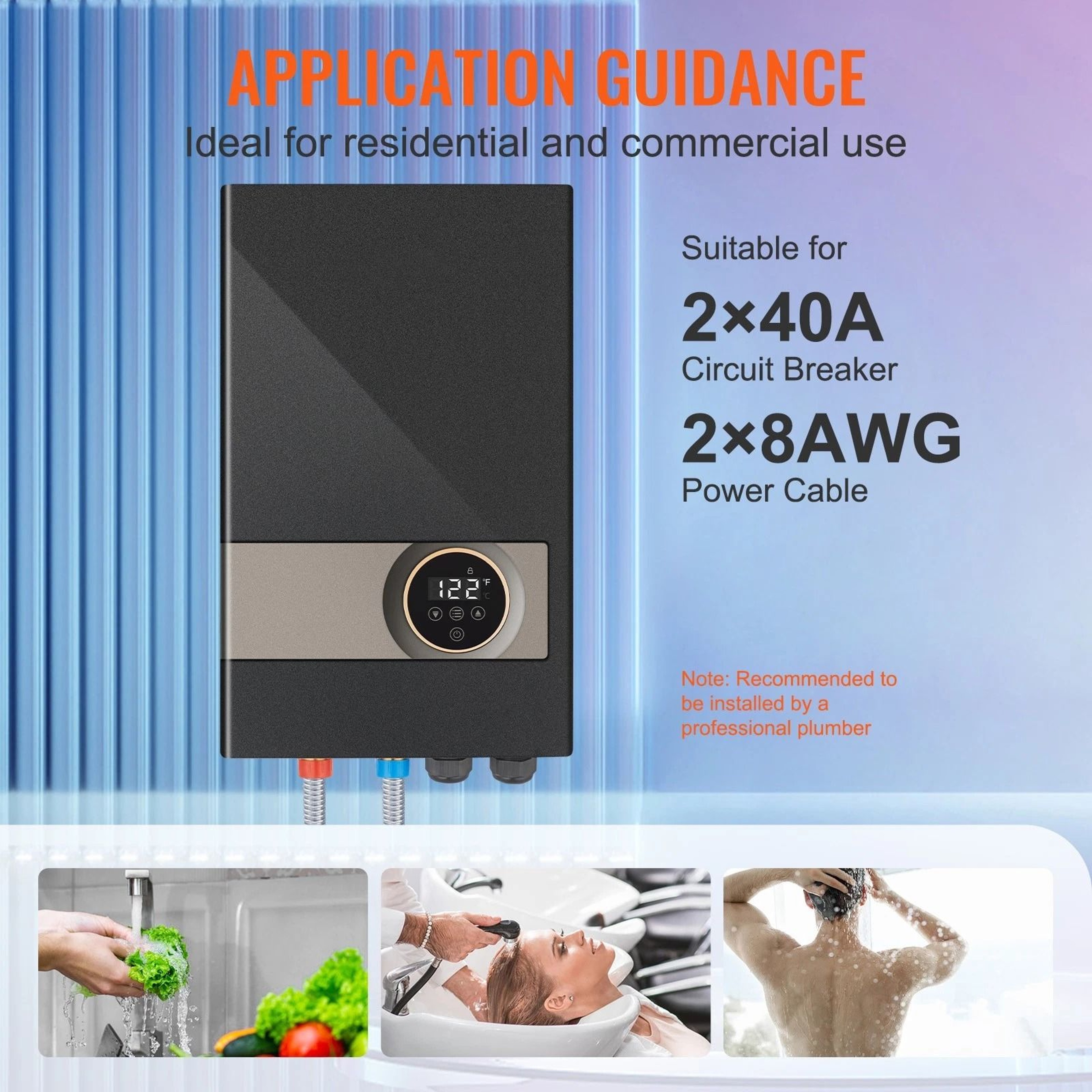 Tankless Water Heater With LED Display Instant Hot Water Boiler Rated For Shower  Bathroom 5