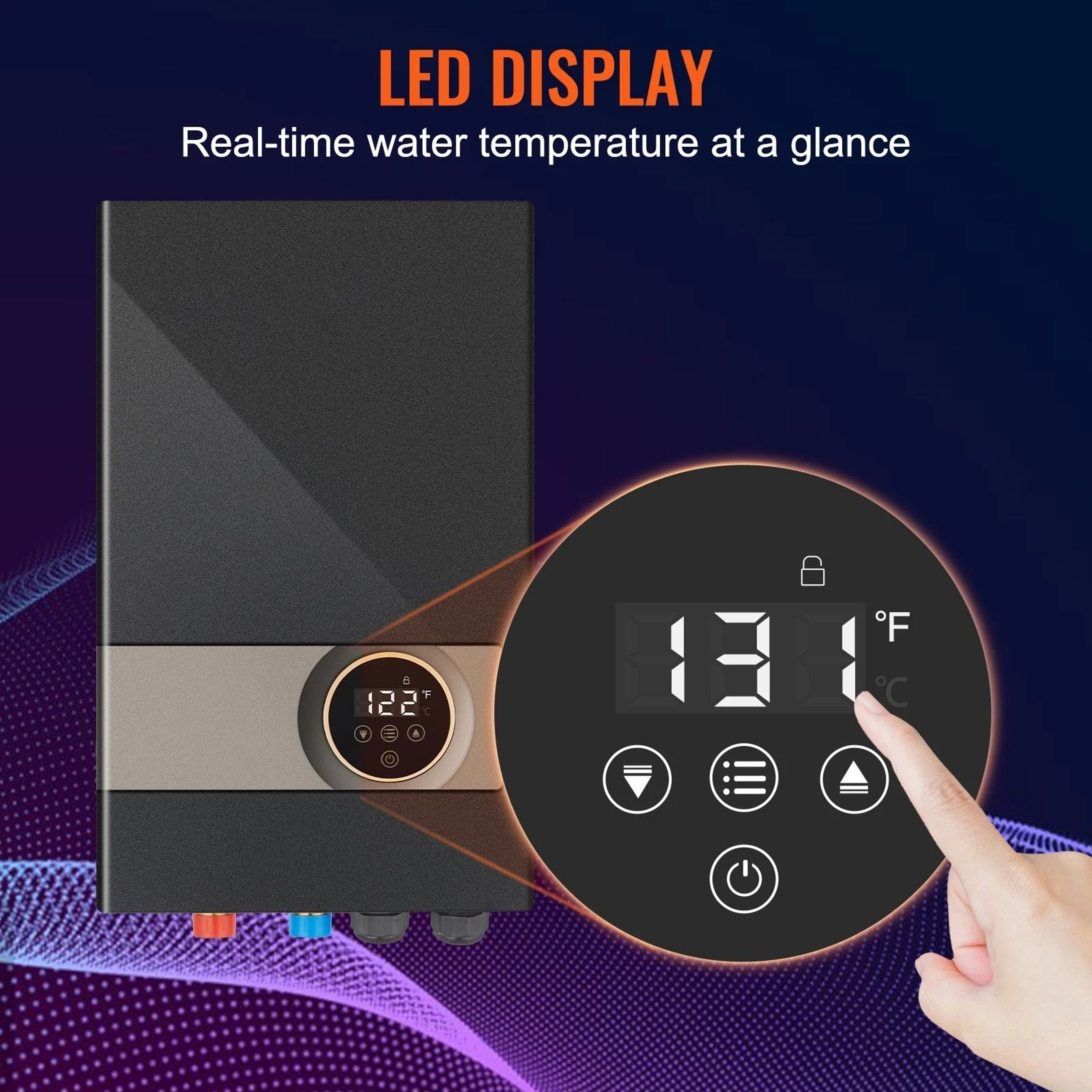 Tankless Water Heater With LED Display Instant Hot Water Boiler Rated For Shower  Bathroom 6