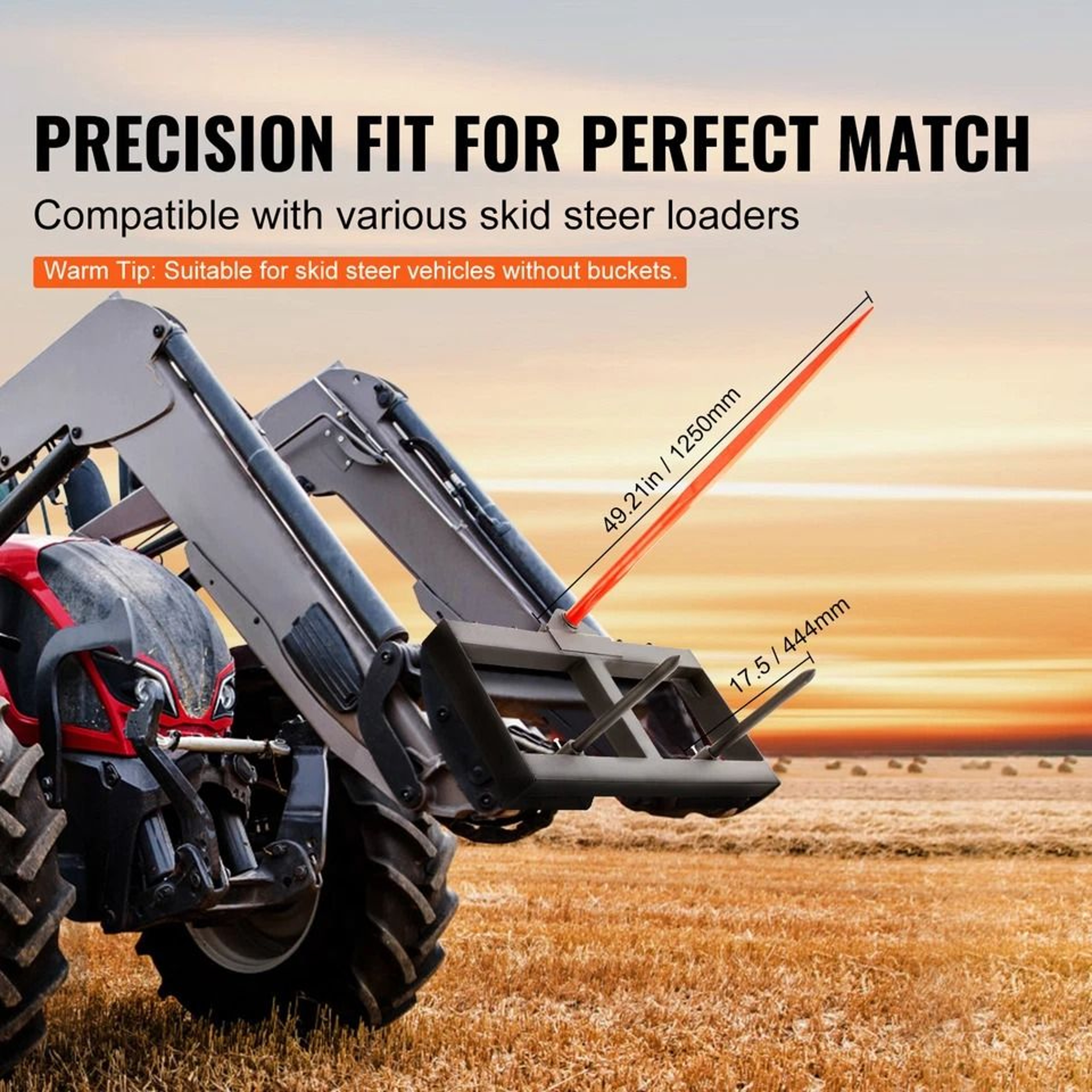 Spear Skid Steer Tractor Attachment Heavy Duty Bale Handling Tool 6
