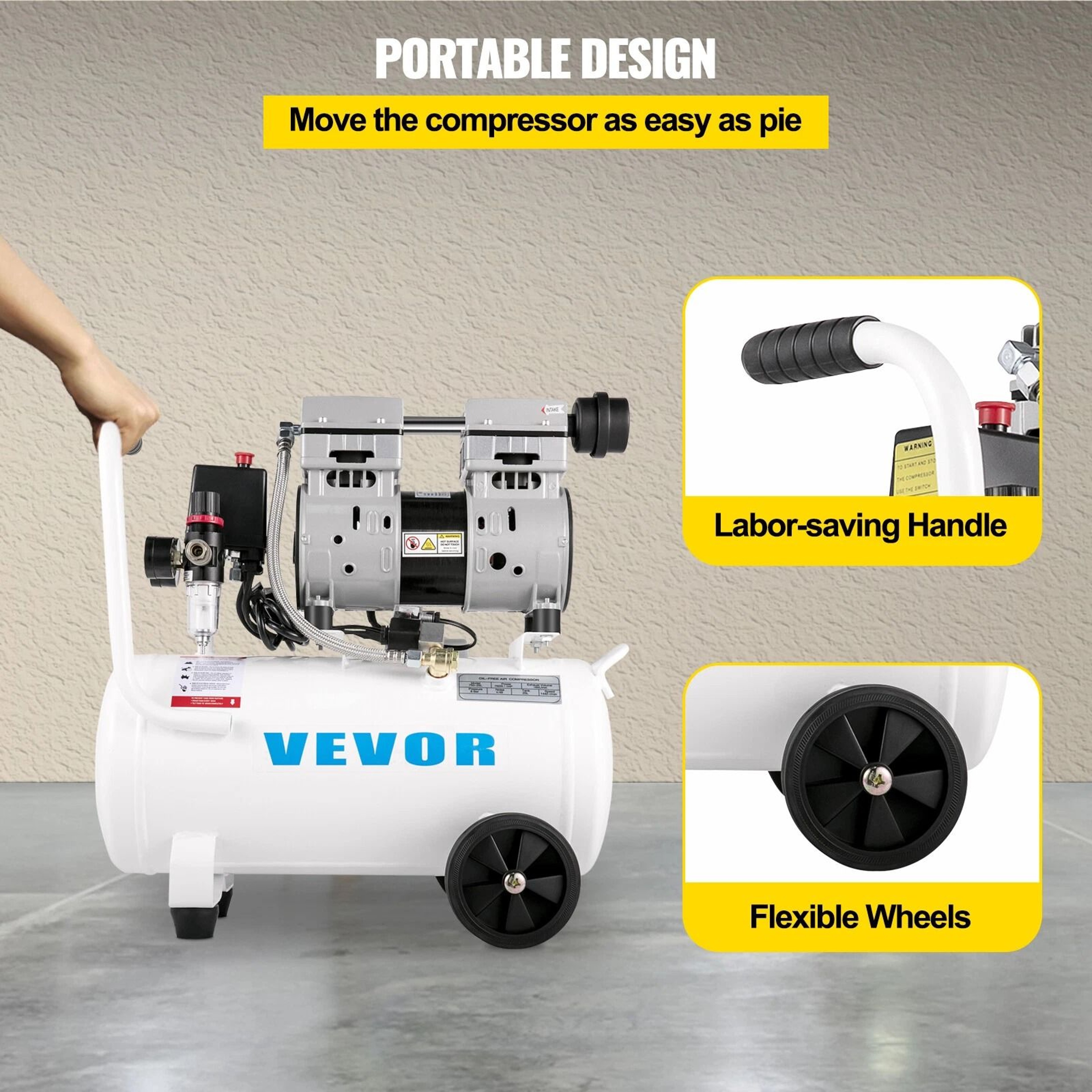 Ultra Quiet Oil Free Air Compressor Compact  Durable 7