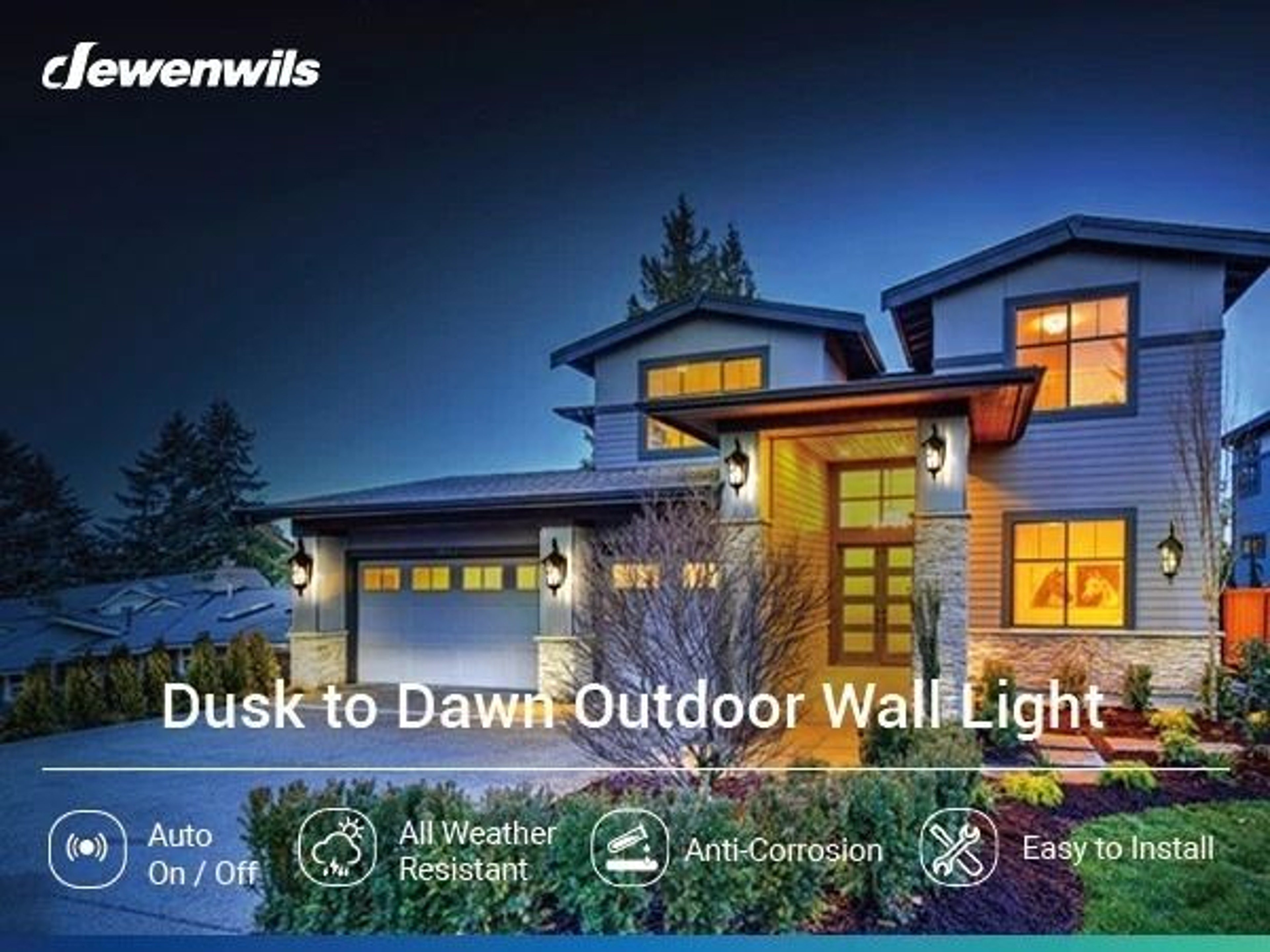 Dusk To Dawn Outdoor Wall Light Waterproof Energy Saving Exterior Lighting Fixture 7