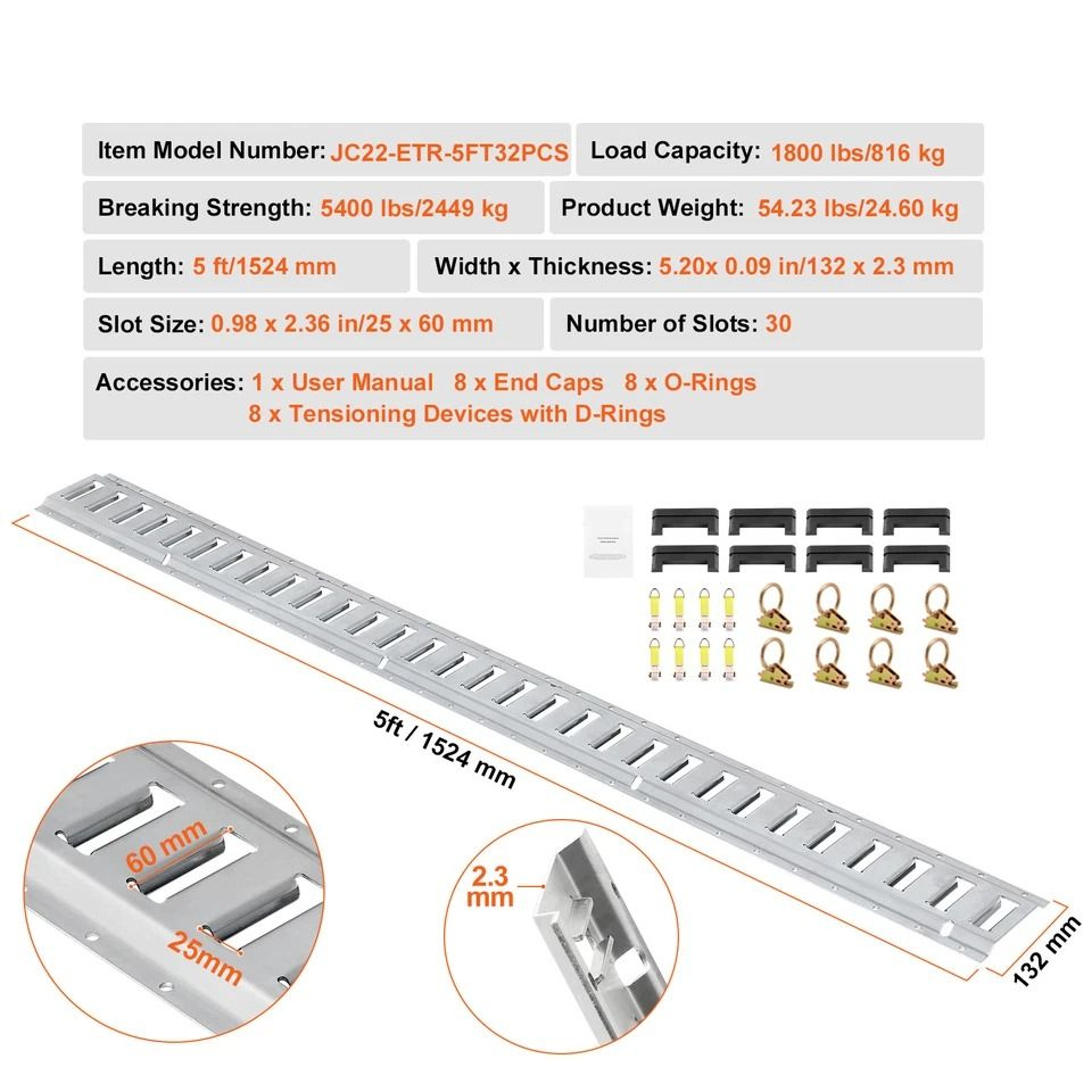 E Track Tie Down Rail Kit For Cargo Trailers E Track Rails With Straps 5