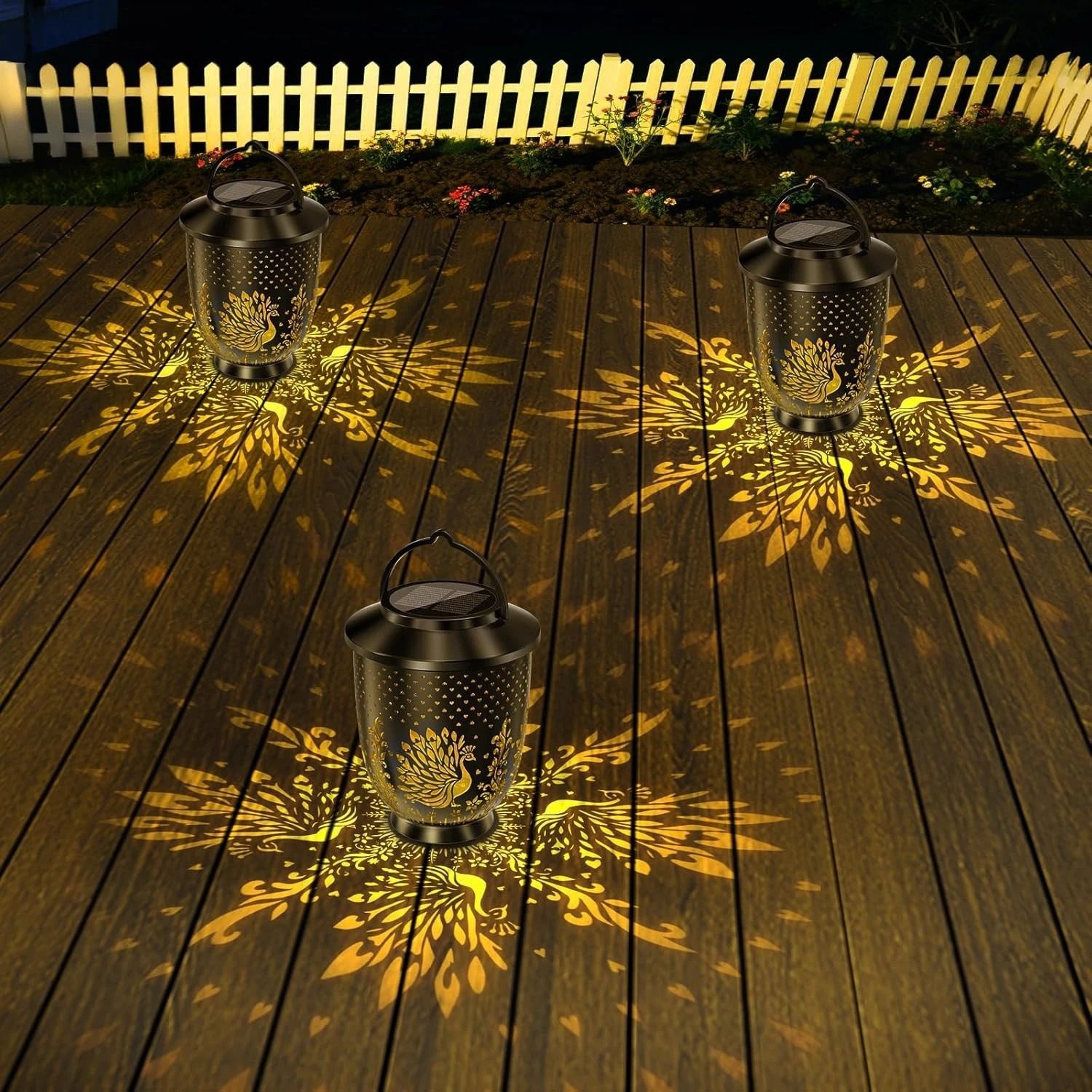 Peacock Solar LED Hanging Lantern Waterproof Outdoor Garden Light 5