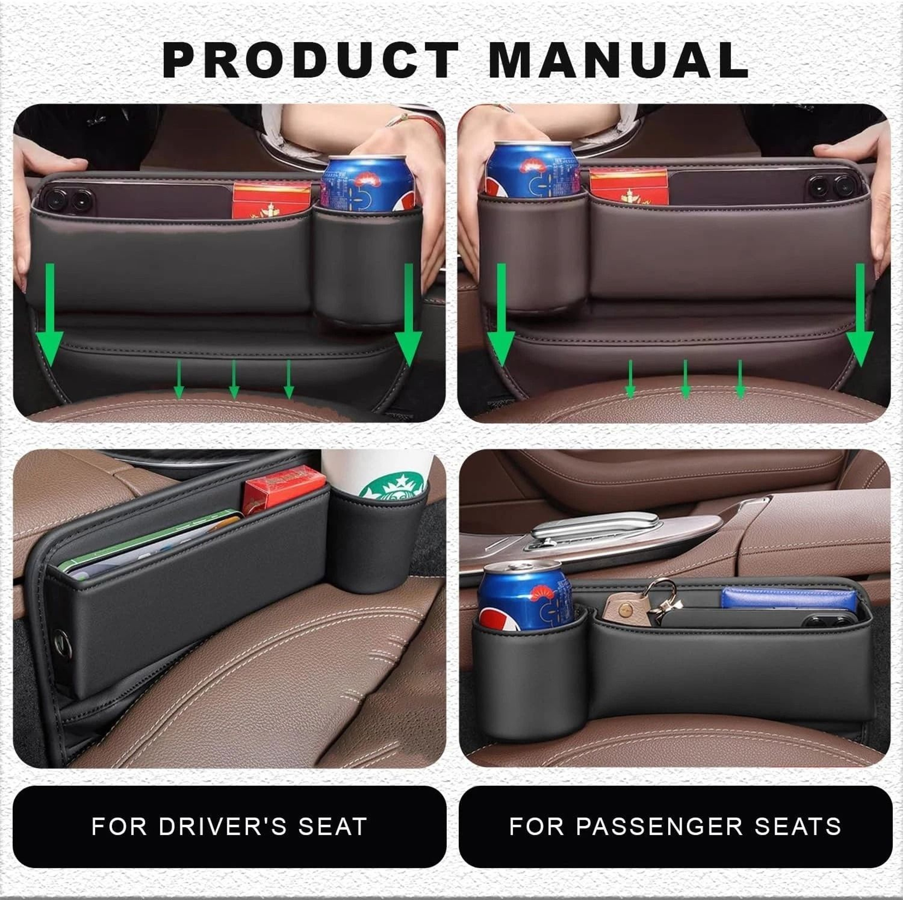 Car Seat Gap Organizer PU Box Storage For Cups  Essentials 4