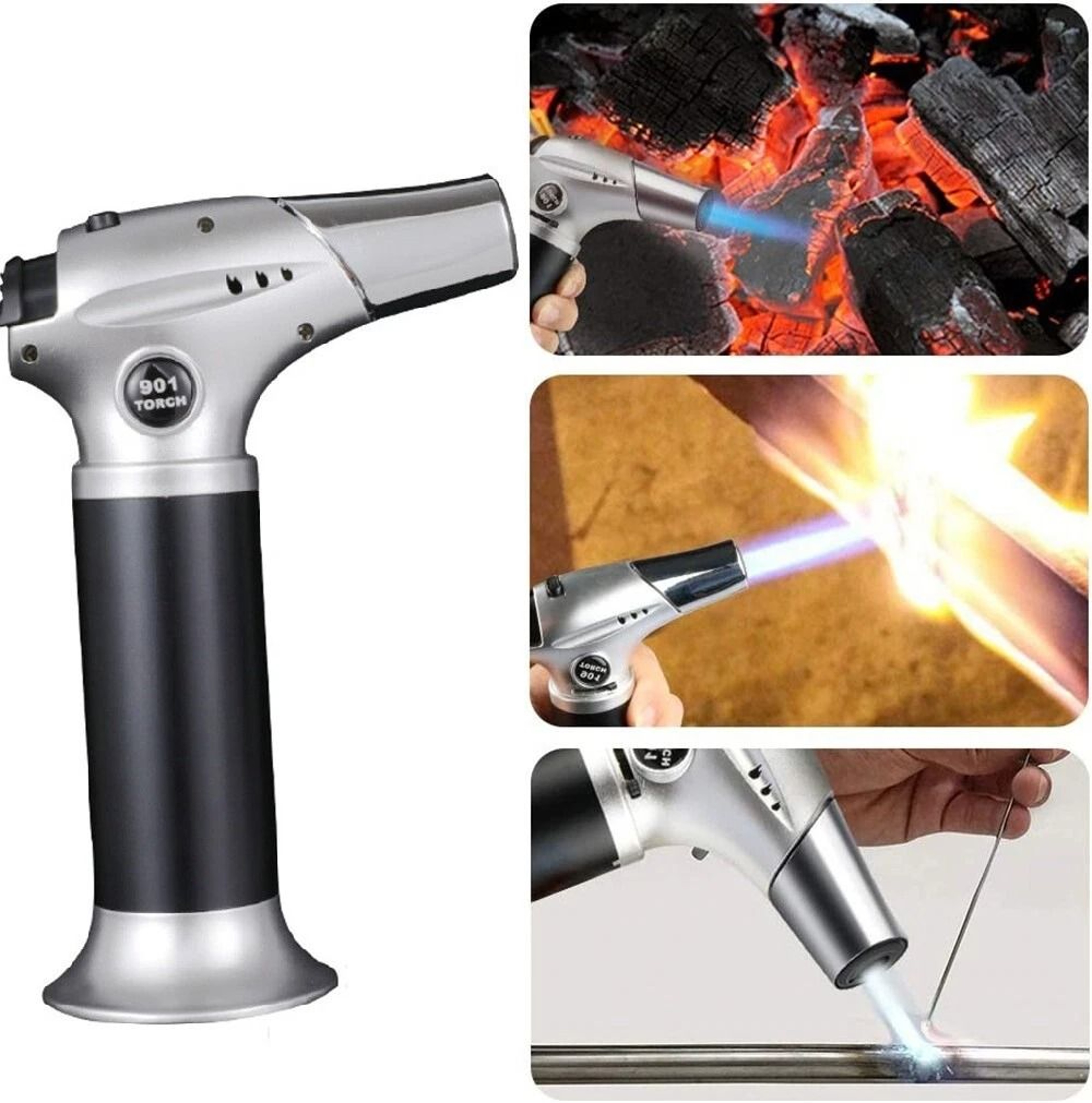 Butane Torch Lighter Adjustable Flame Windproof Refillable Gas Perfect For Welding  Outdoor Use 3
