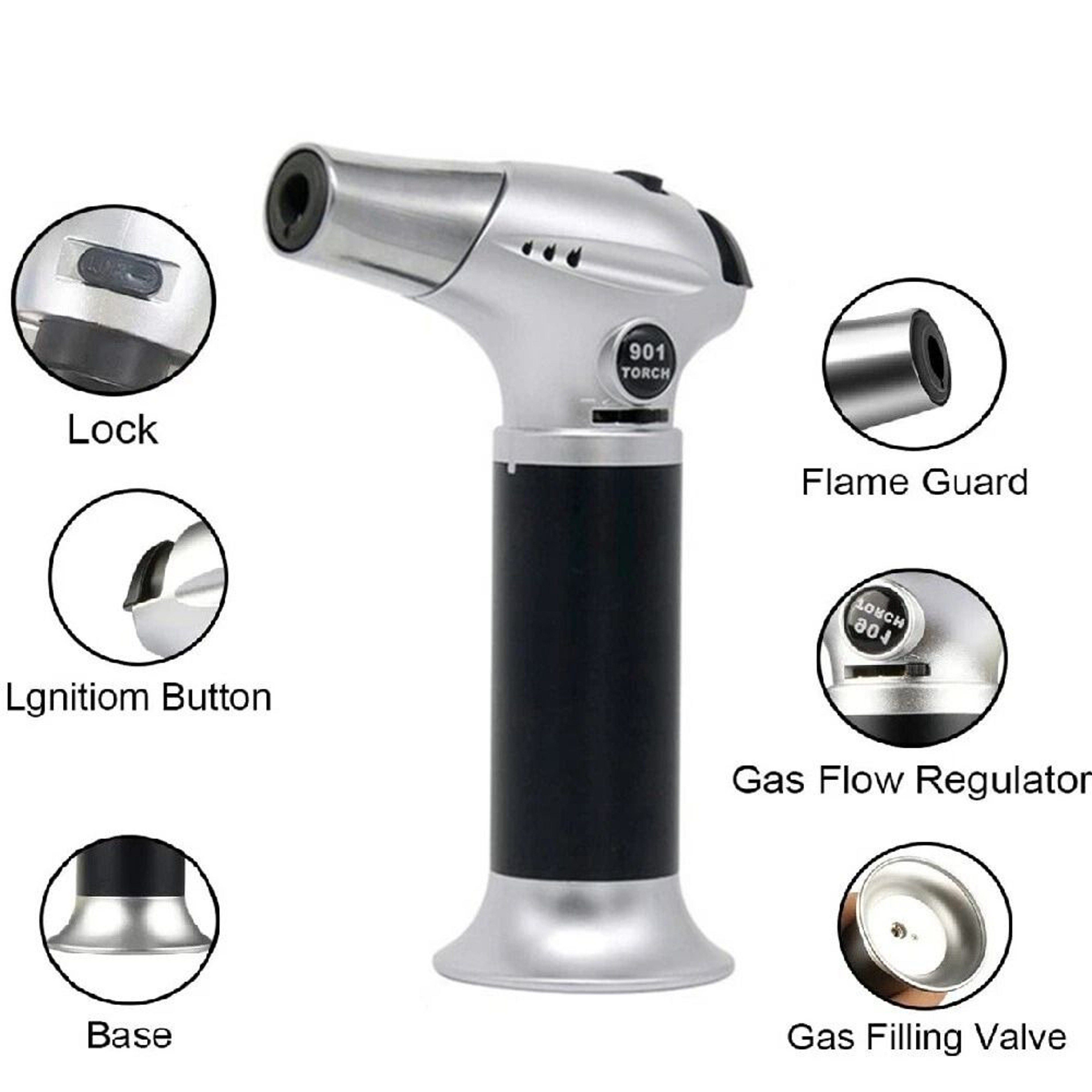 Butane Torch Lighter Adjustable Flame Windproof Refillable Gas Perfect For Welding  Outdoor Use 5