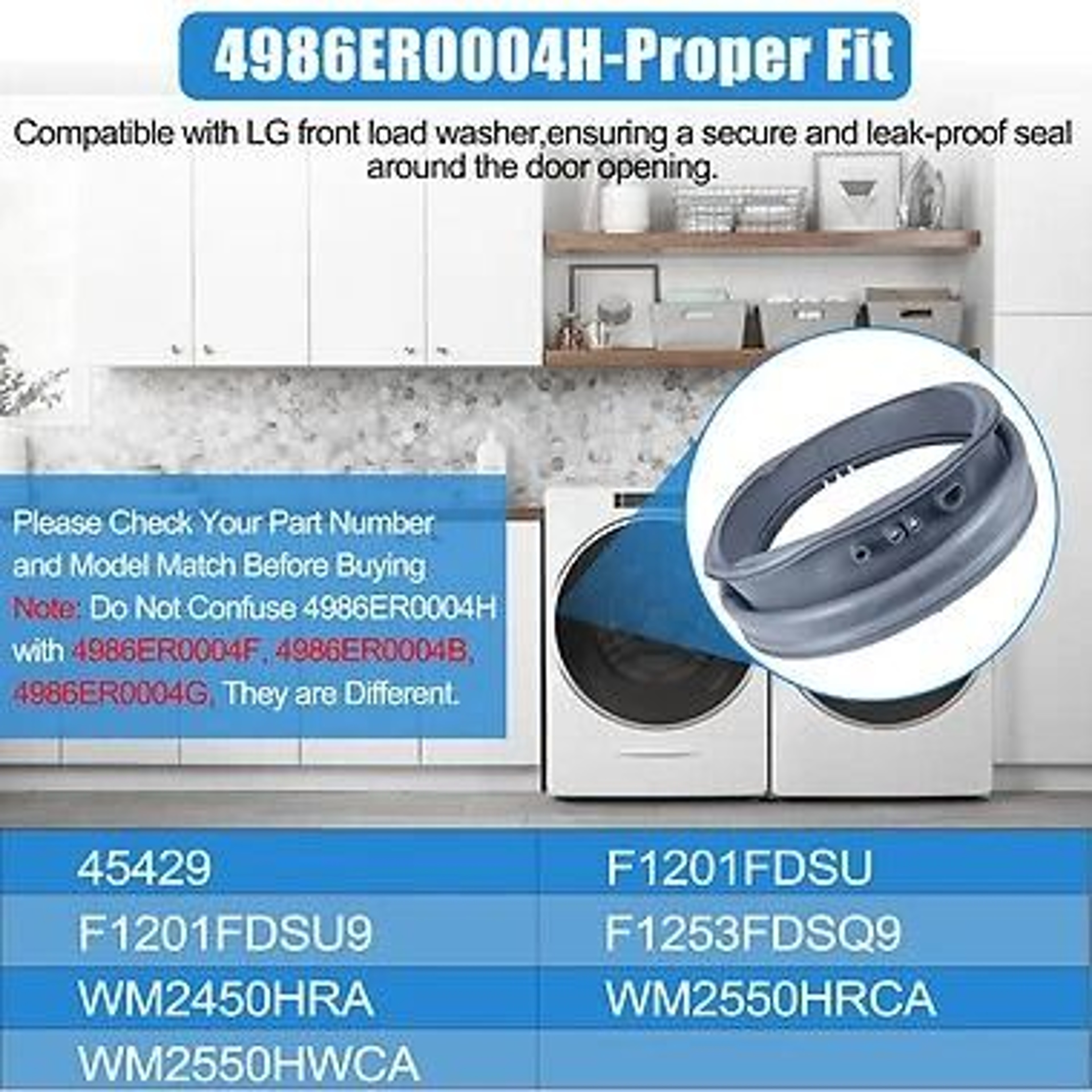 Washer Door Boot Gasket For LG Durable Replacement For Washer Repairs 1